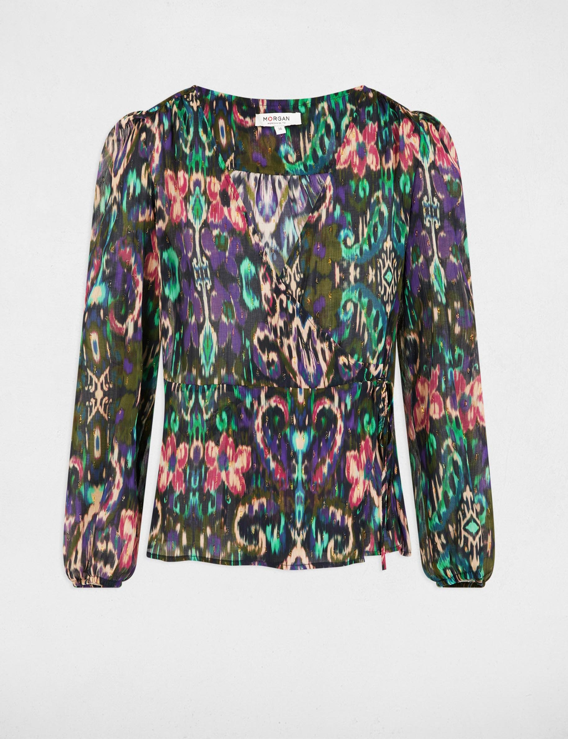 Blouse manches longues multicolore femme