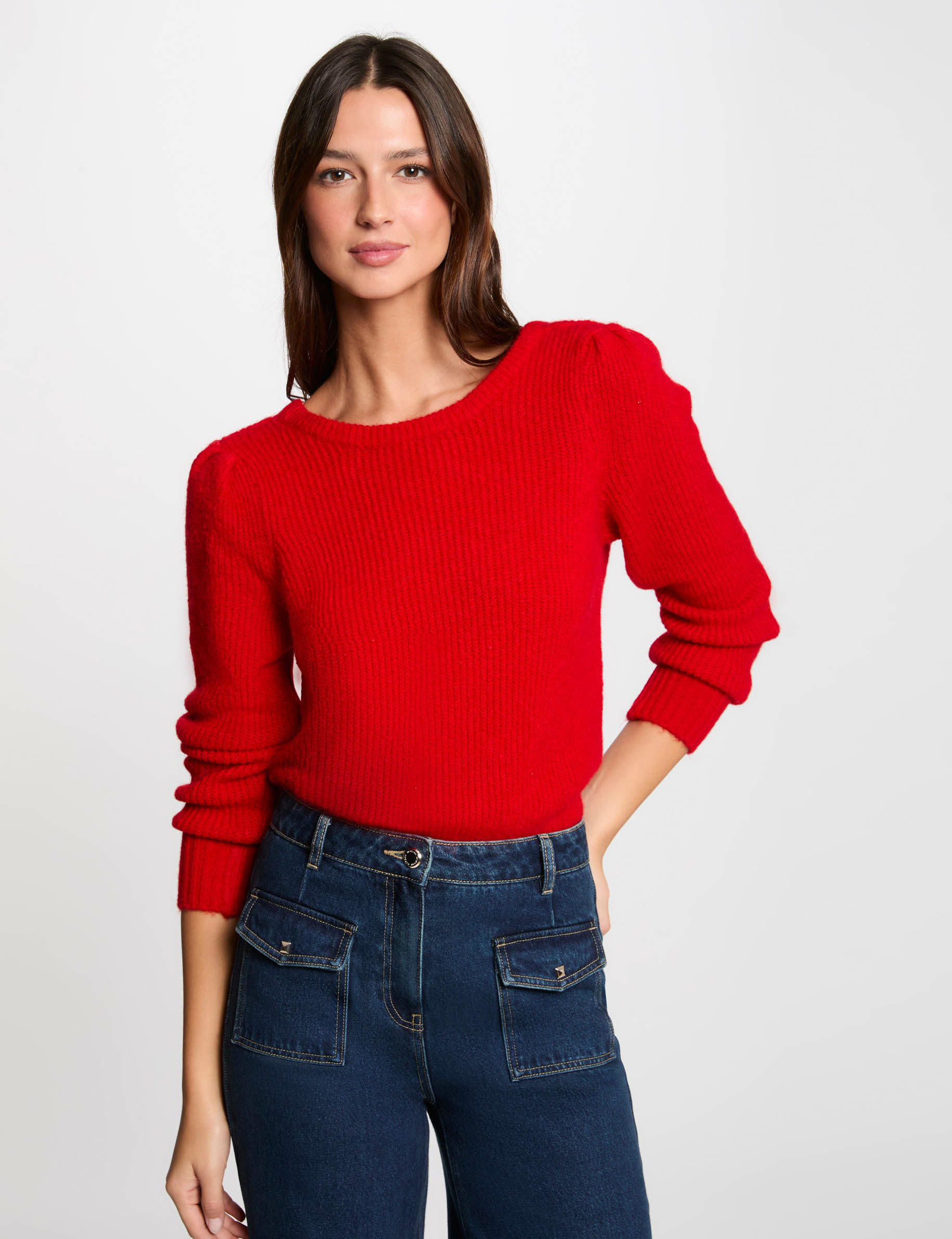 Pullover mit Rundhalsausschnitt rot damen