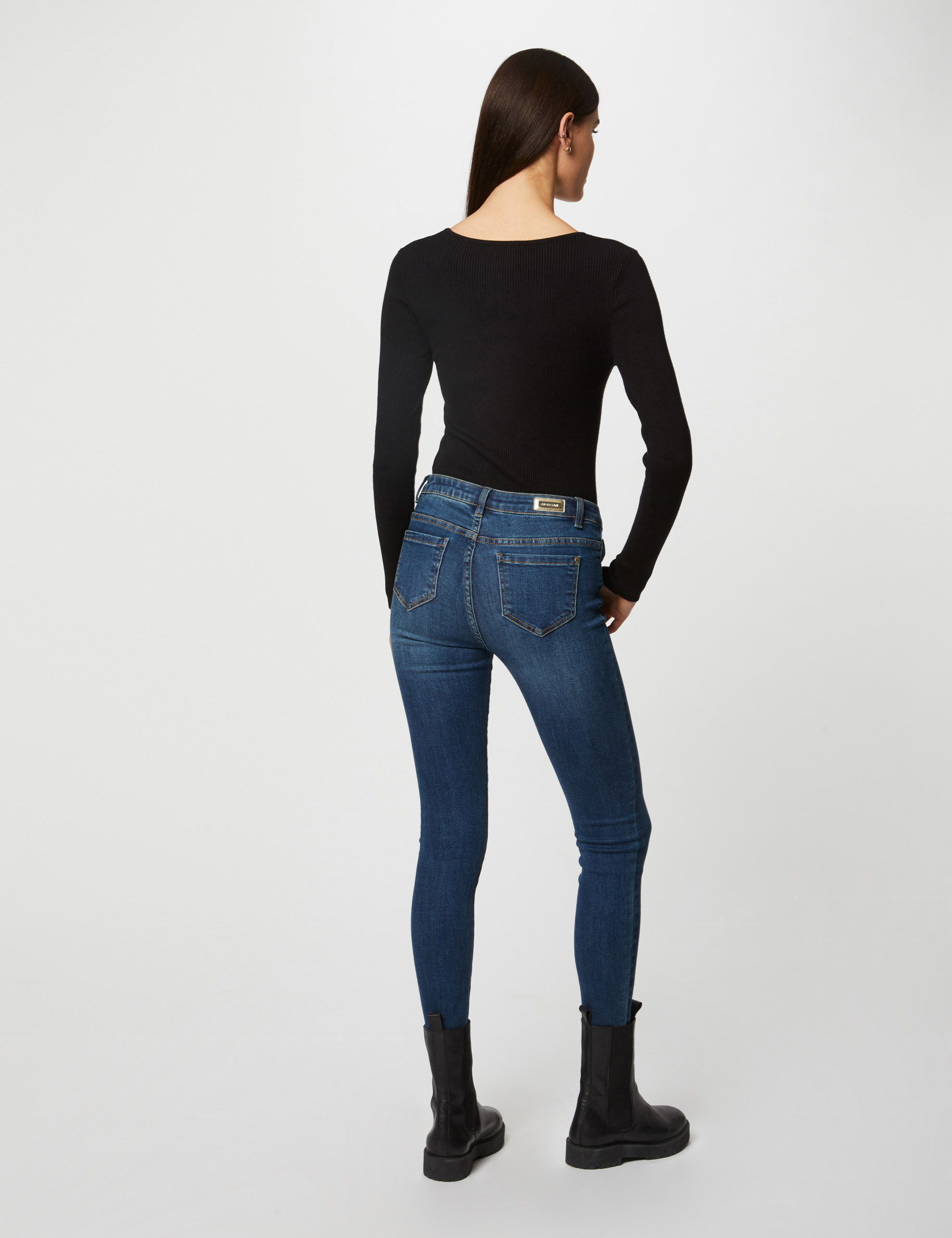 Pull manches longues avec détail zippé noir femme