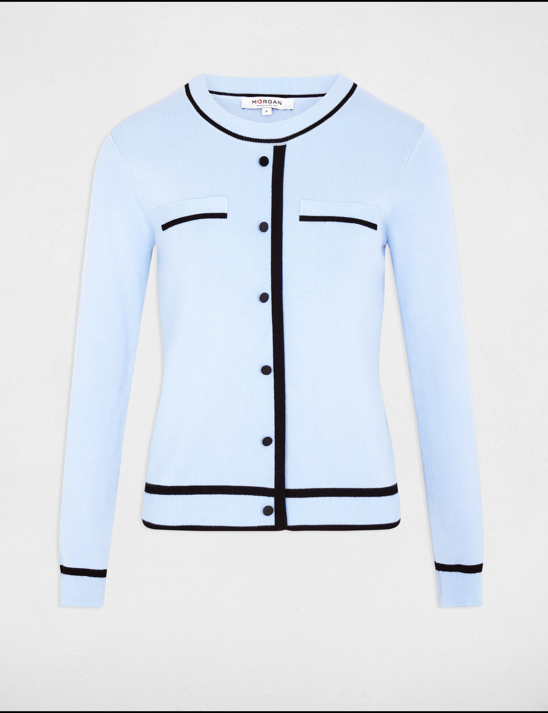 Pull col rond manches longues bleu ciel femme