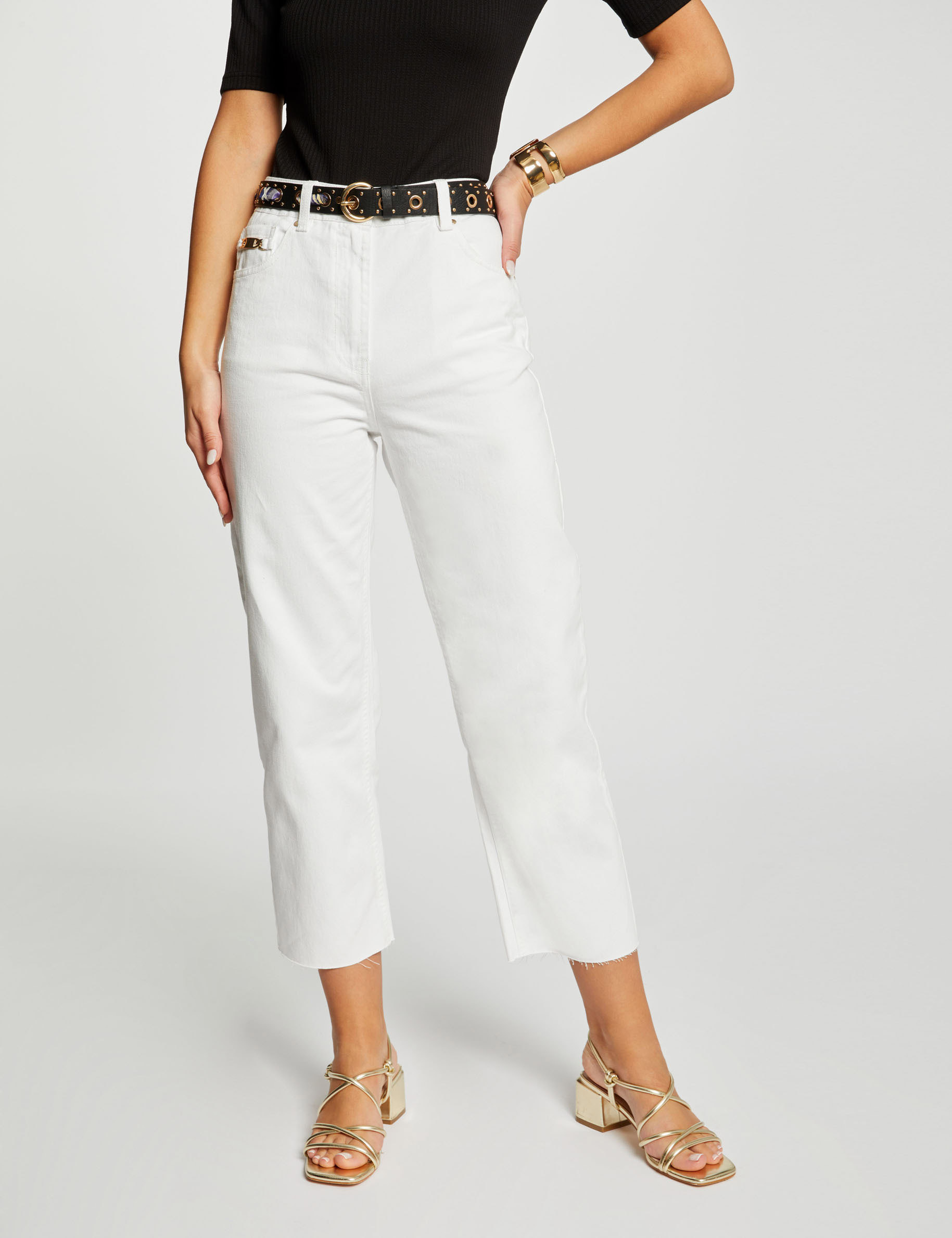 Jeans droit 7/8ème ecru femme