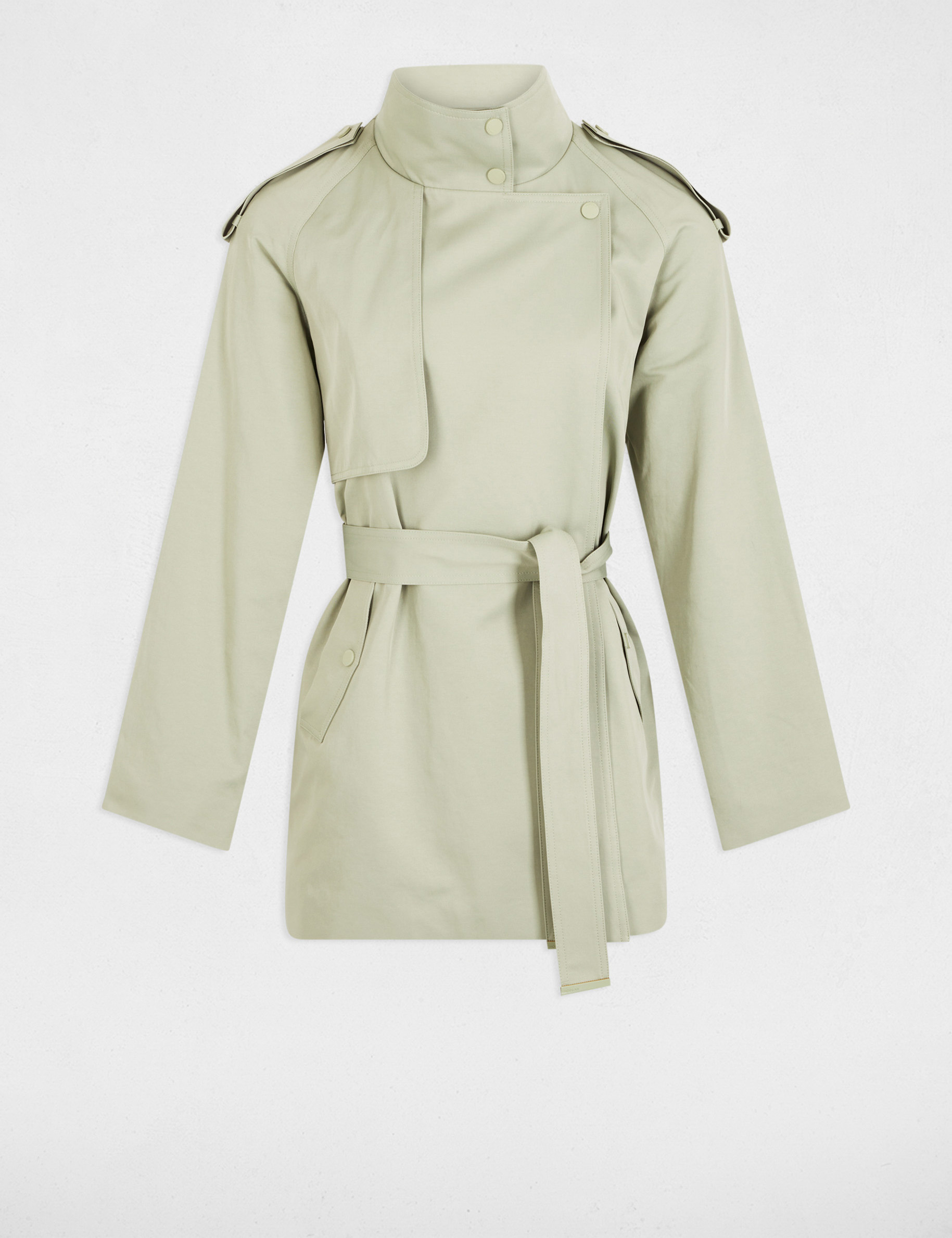 Trench court fluide vert clair femme