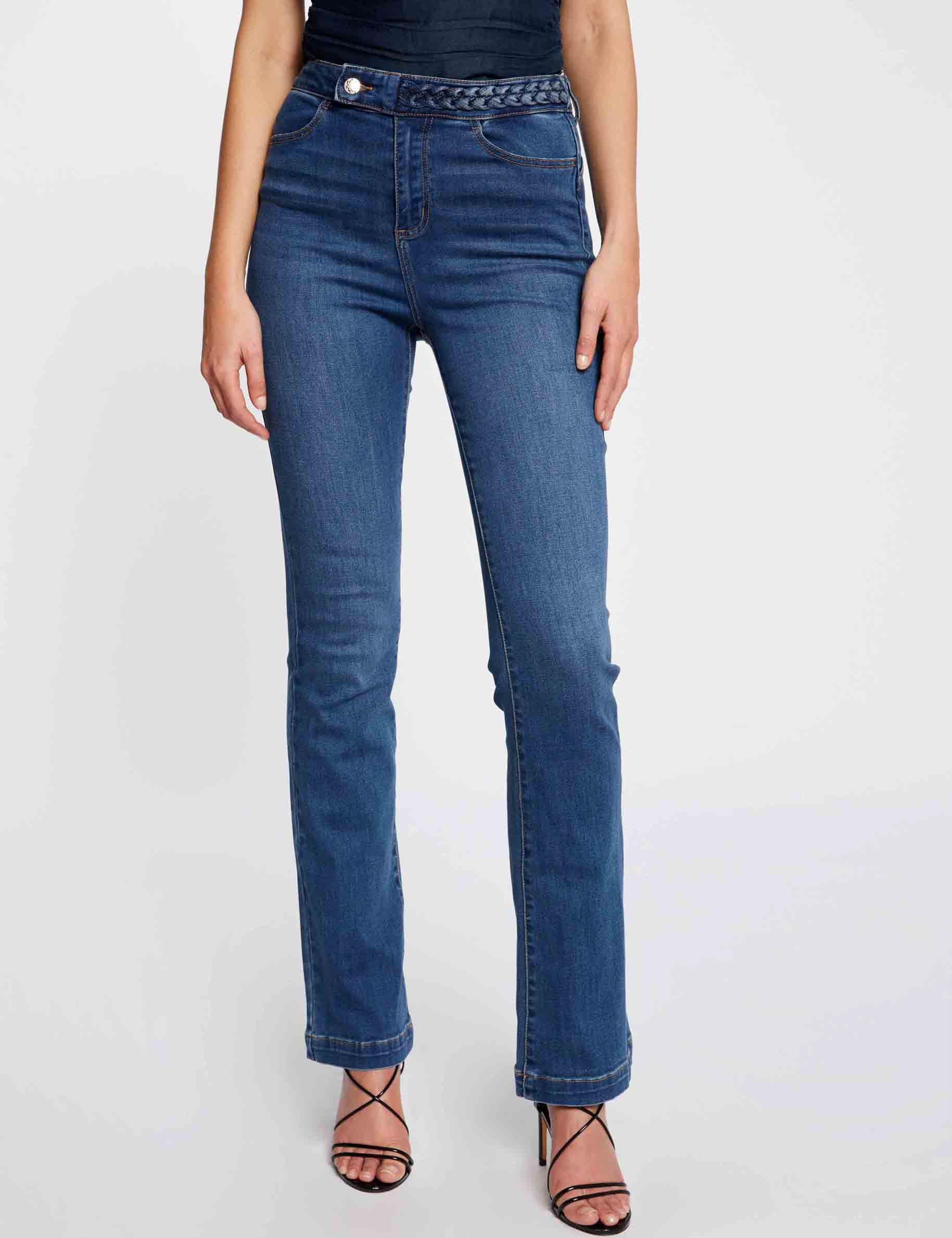 Jeans droit avec détails tressés jean stone femme