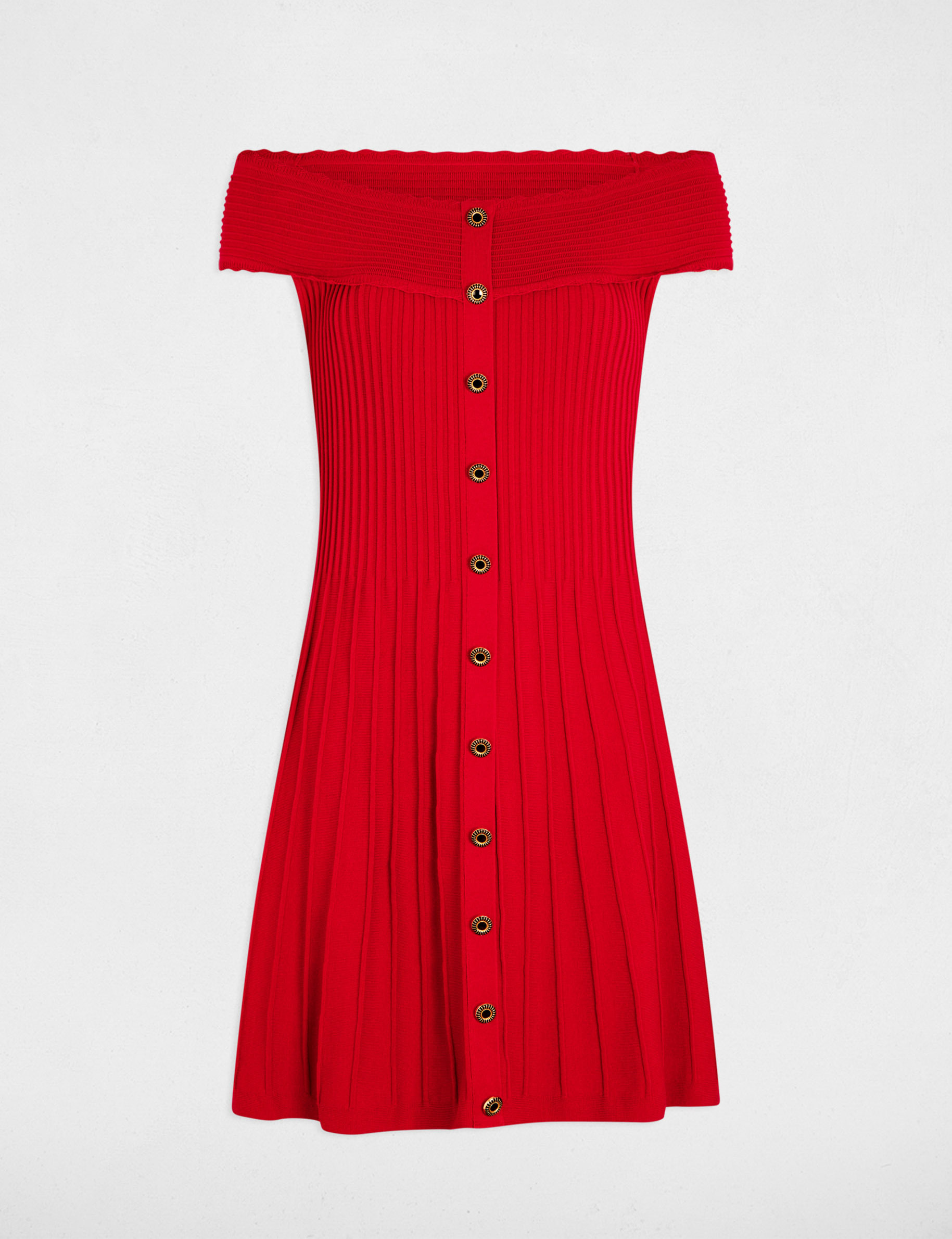 Robe tricot courte trapèze rouge femme