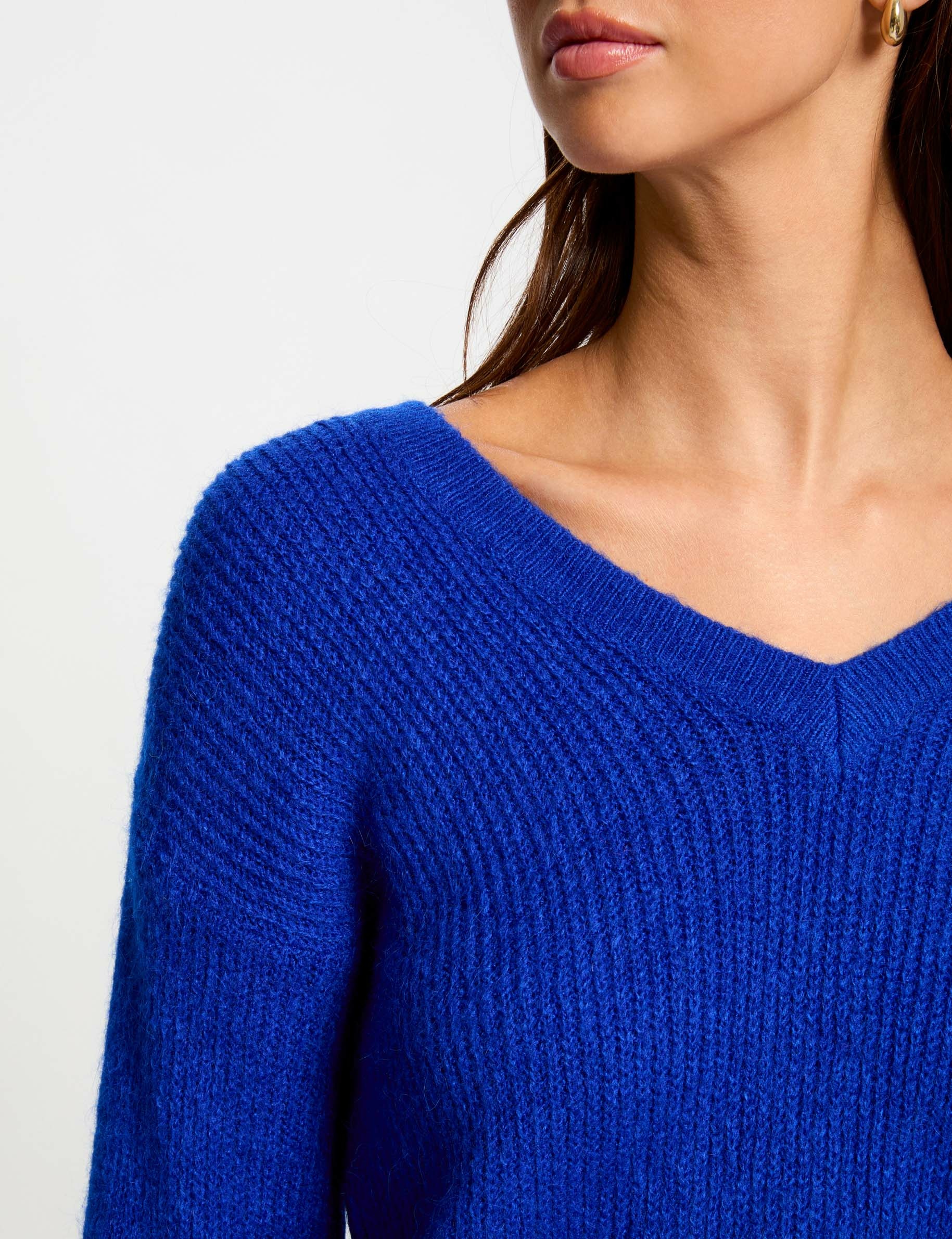 V-Ausschnitt Pullover elektrisch blau damen