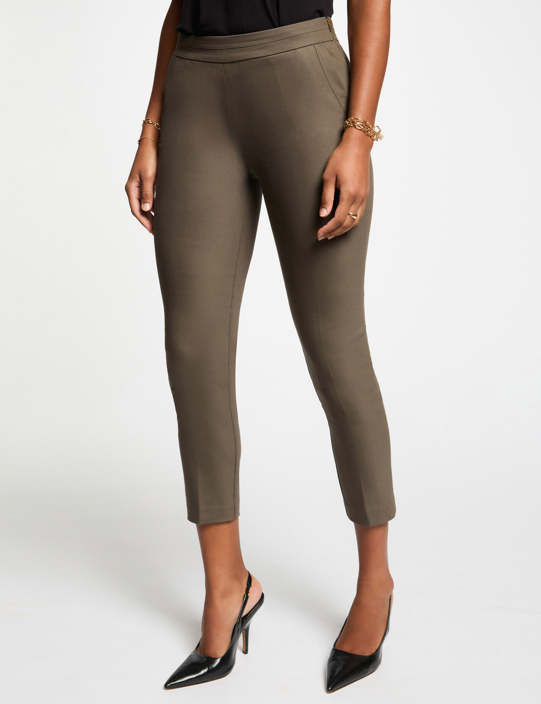 7/8-Zigarettenhose khakigrün damen