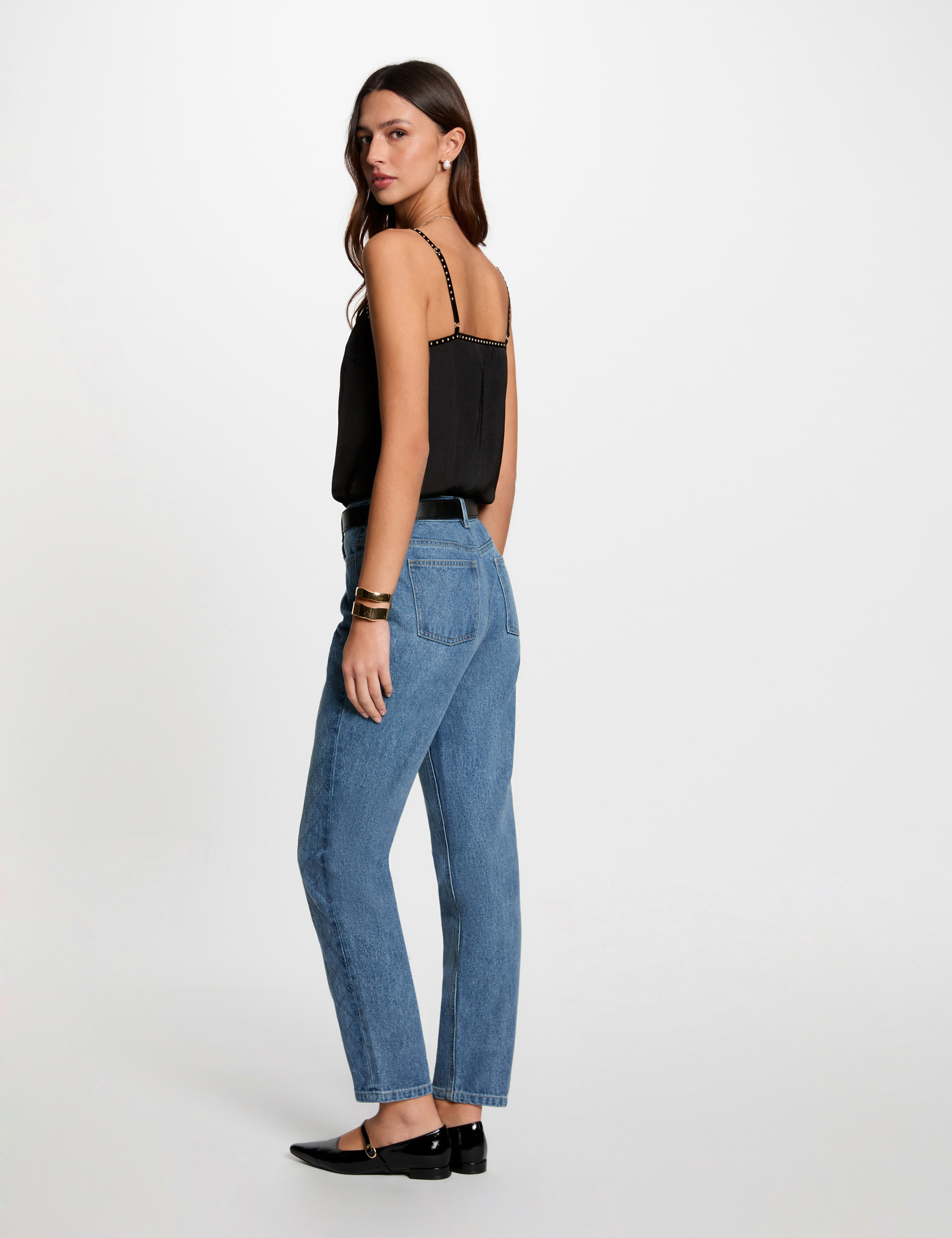 Slim-Jeans mit Steppdetails stone denim damen