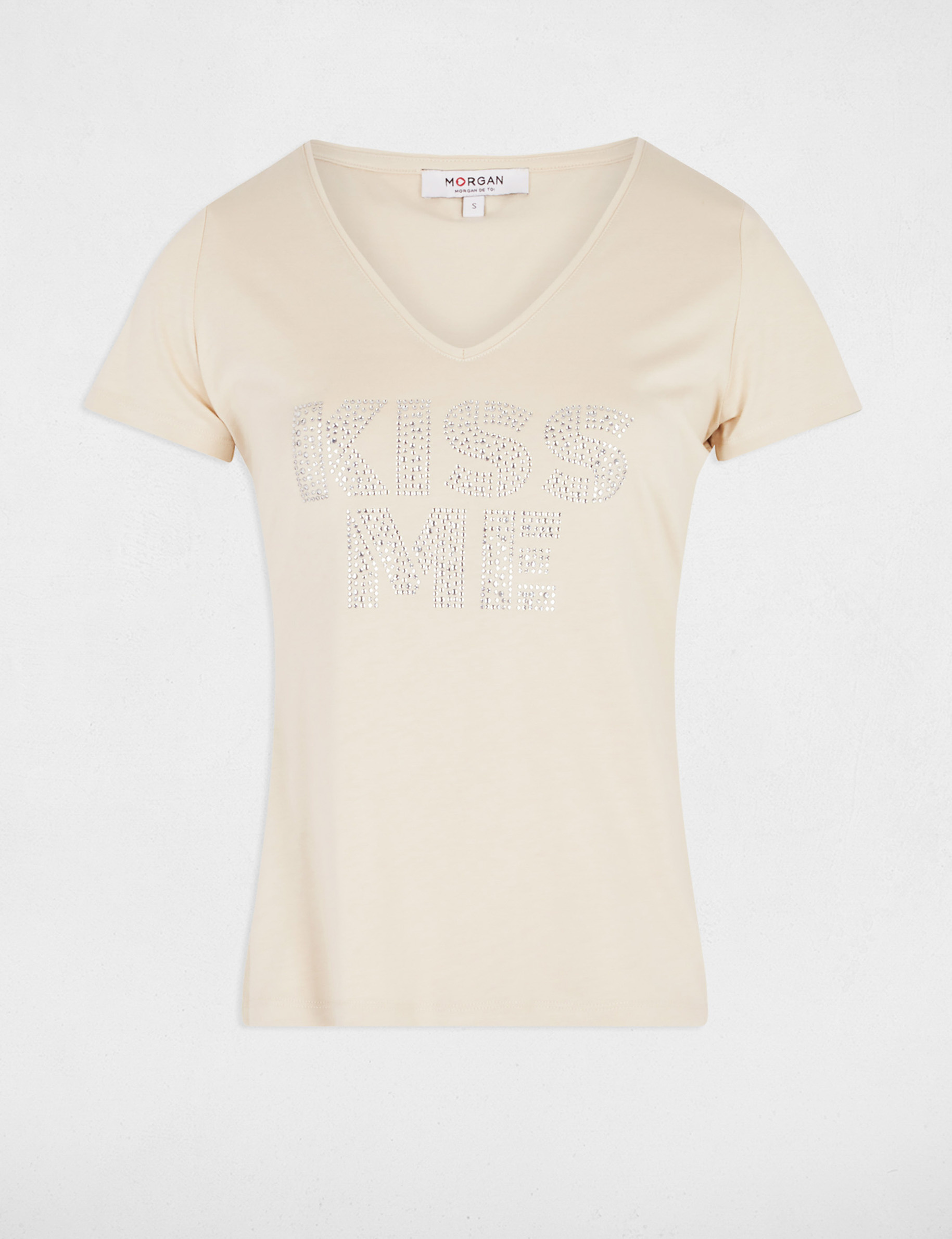 T-Shirt mit Schriftzug beige damen