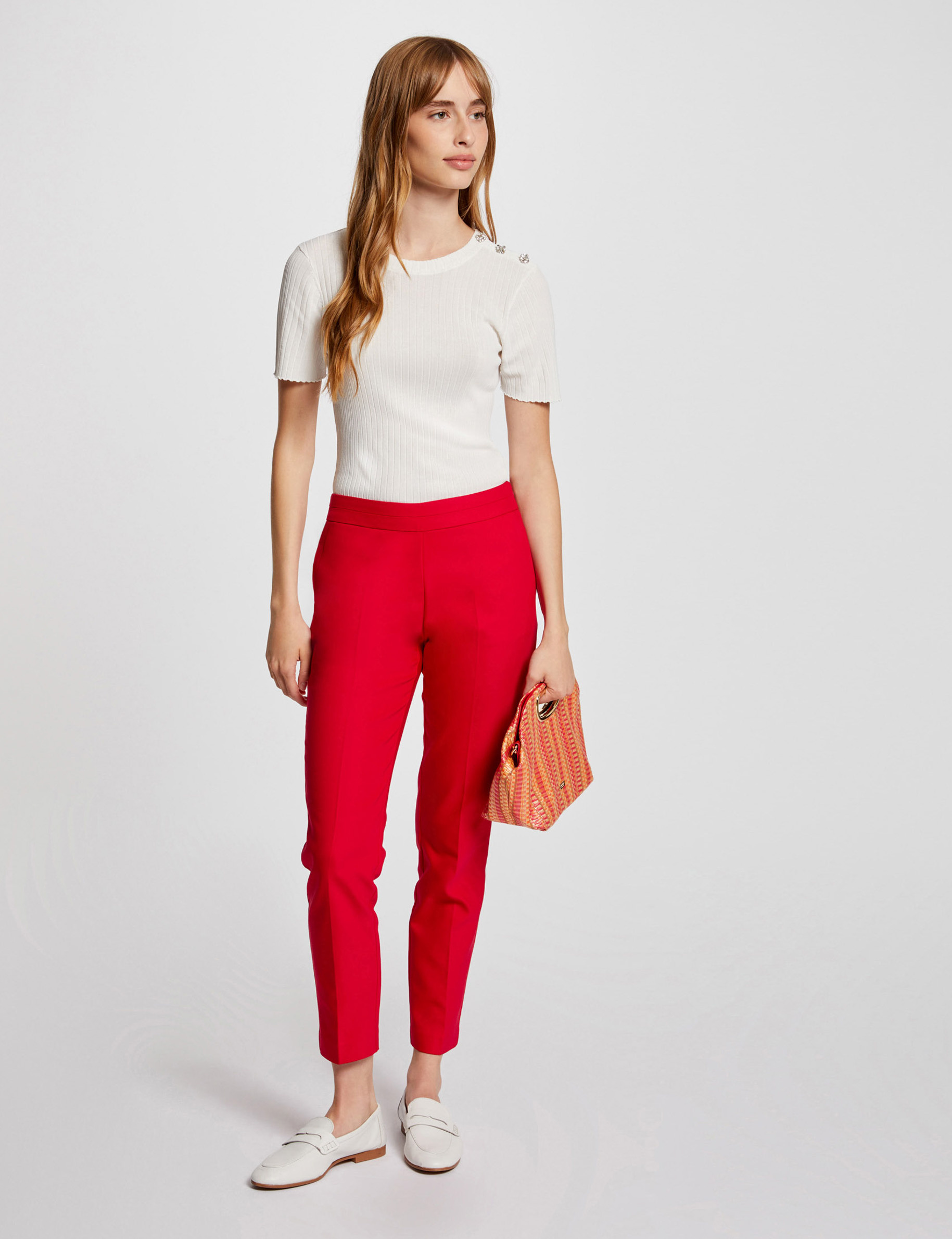 Pantalon cigarette rouge femme sale