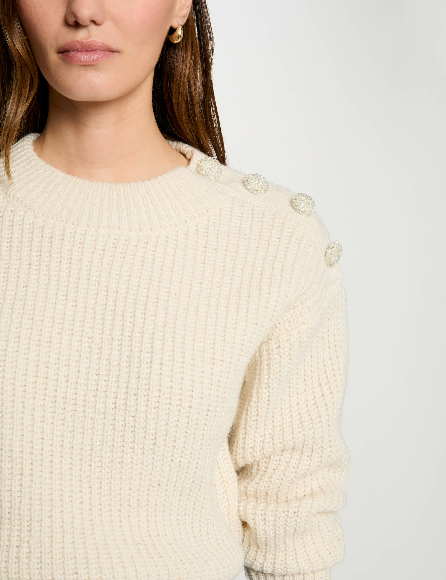 Pullover mit Rundhalsausschnitt elfenbein damen