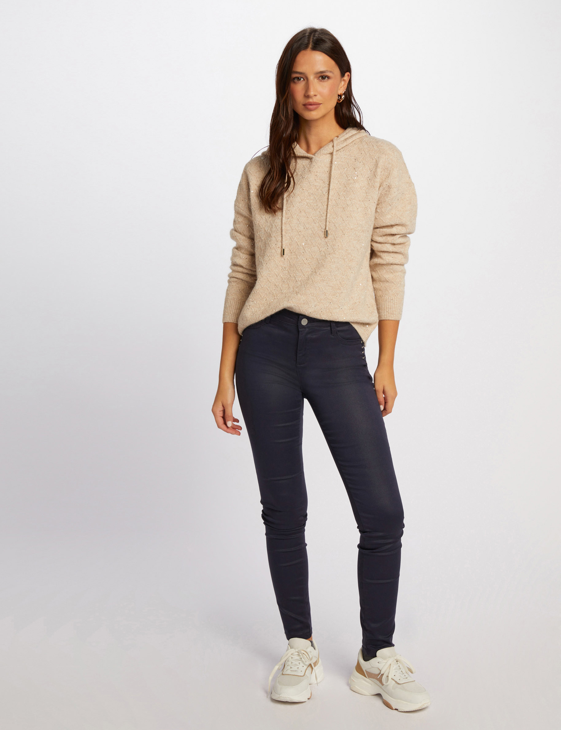 Pullover mit Kapuzenkragen beige damen