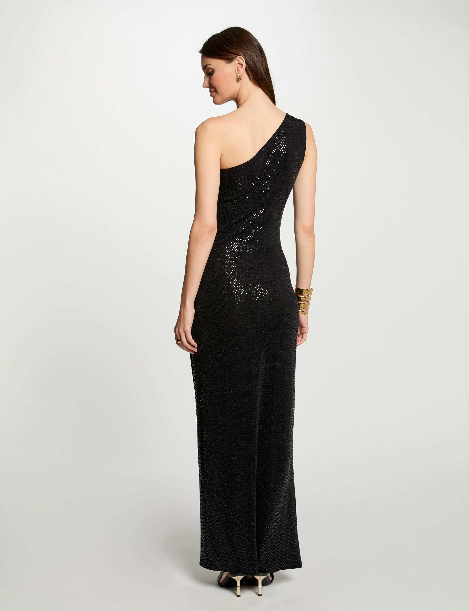 Robe longue asymétrique noir femme