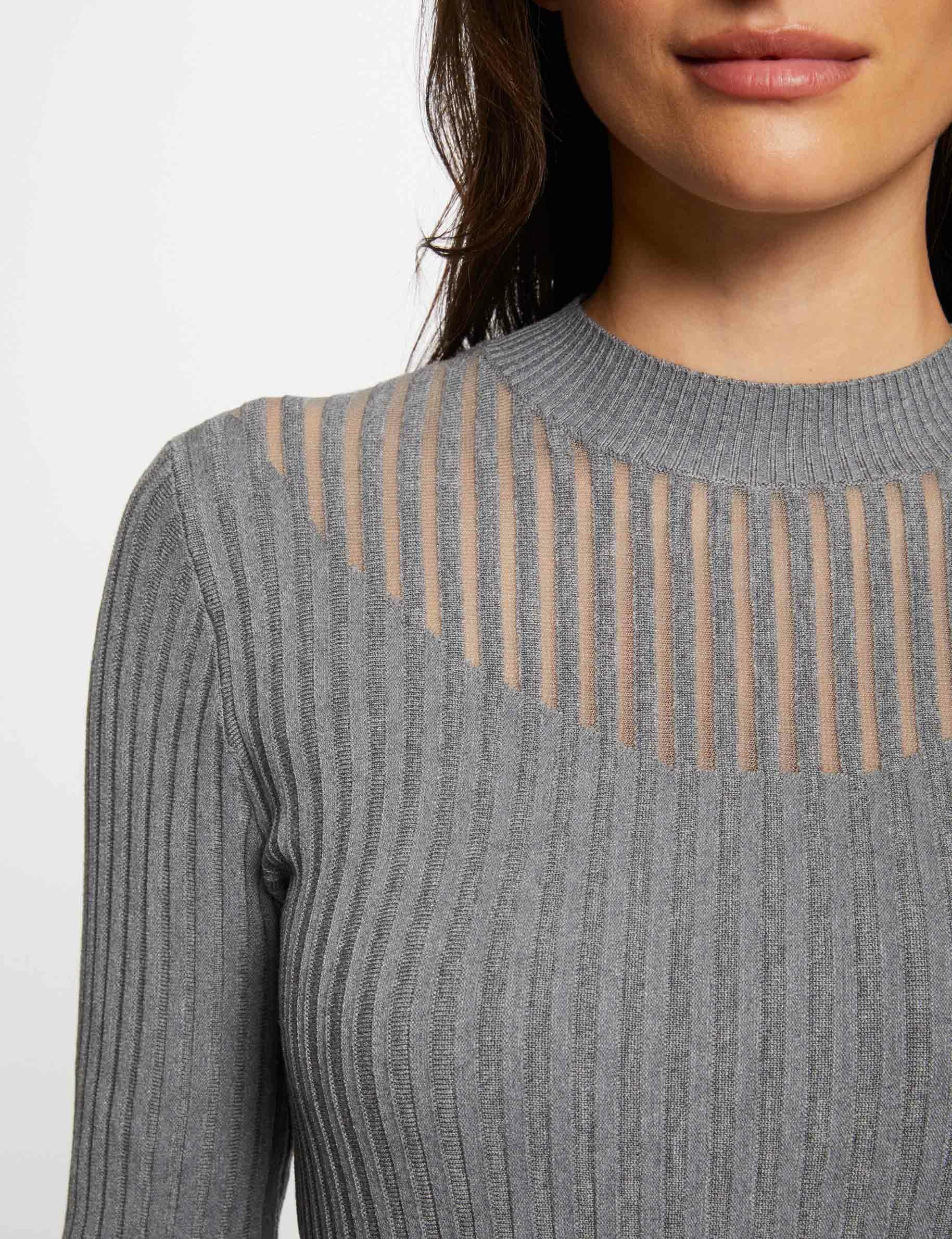 Langarm-Pullover mit Stehkragen mittelgrau damen