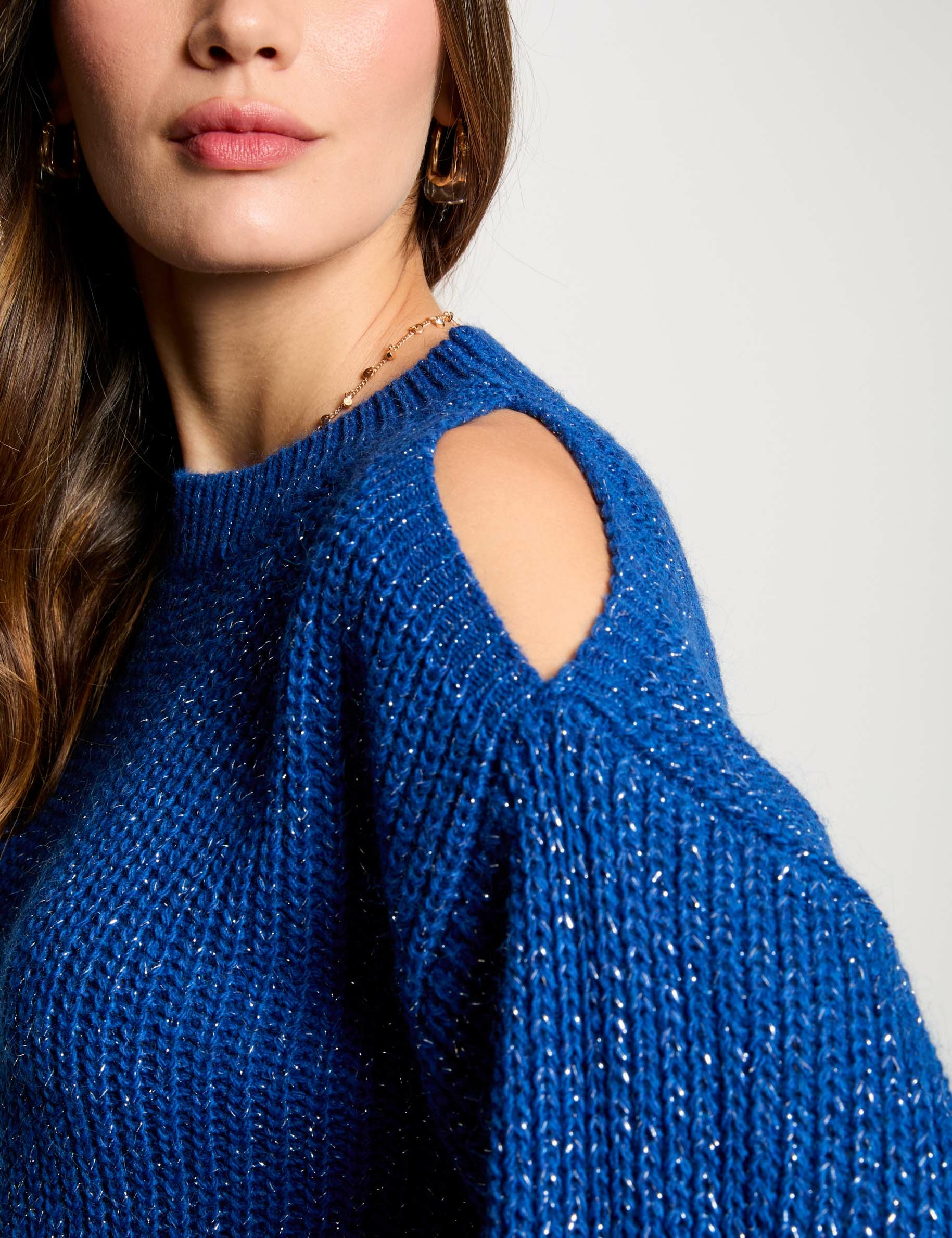 Pull manches longues bleu femme