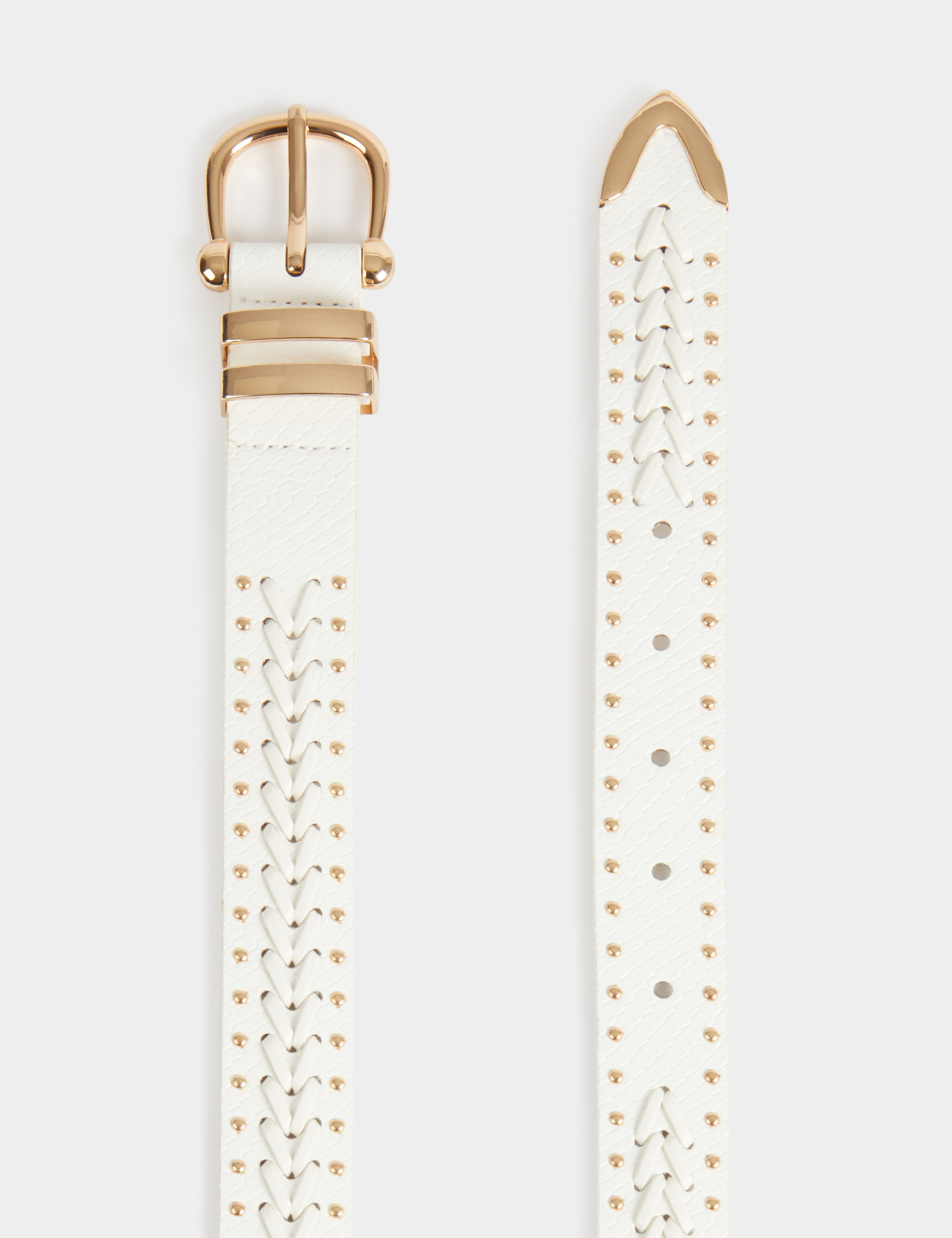 Ceinture croco avec clous blanc femme