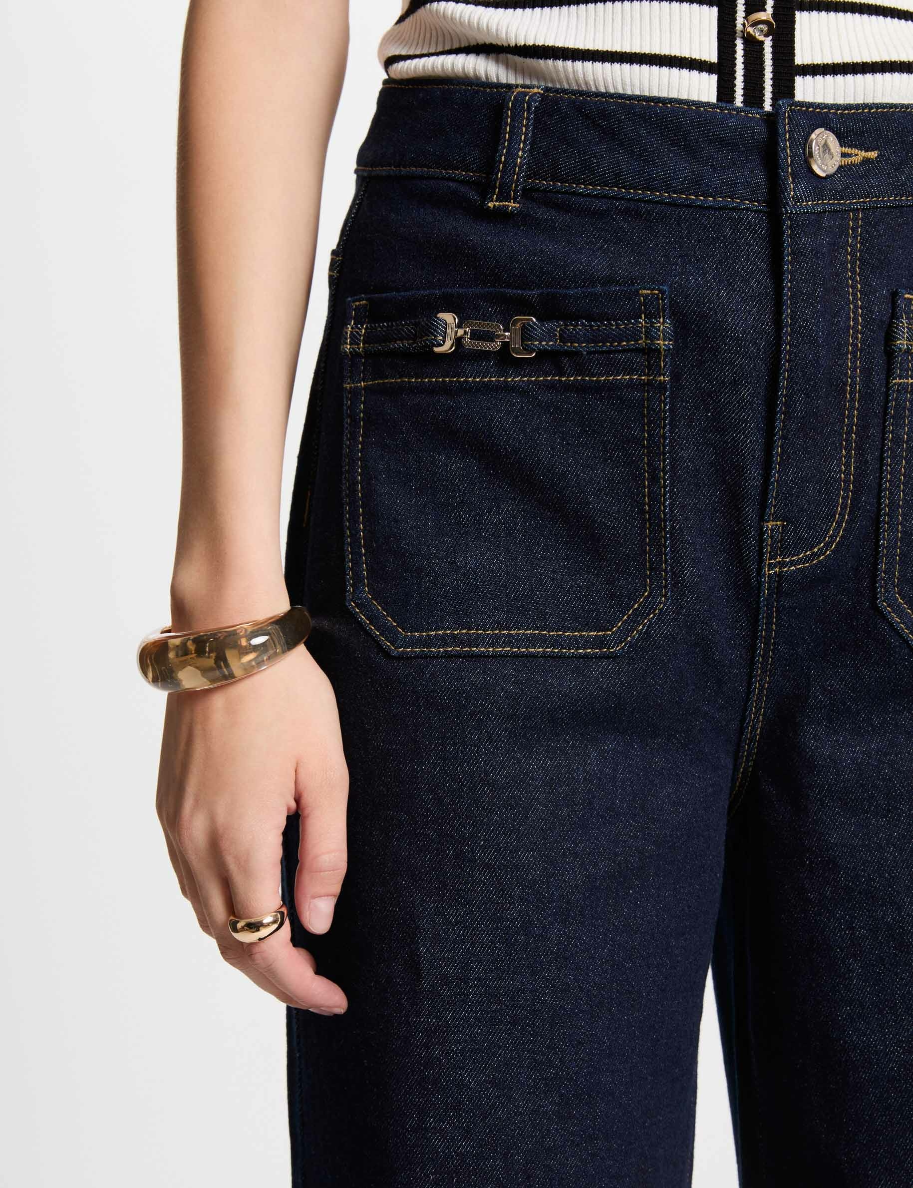 Weit geschnittene Jeans mit Verzierungen rohes denim damen