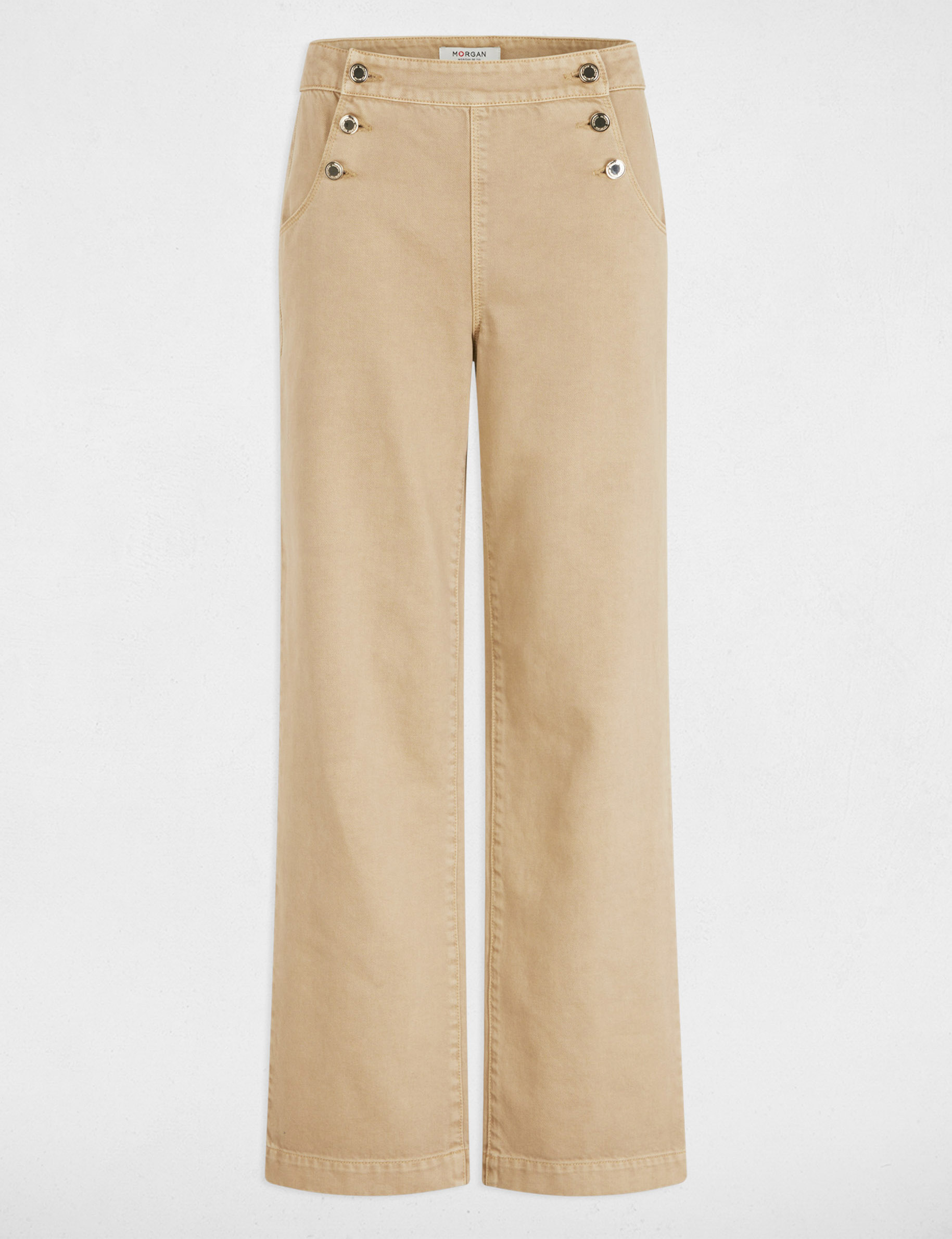 Pantalon large à pont marron clair femme