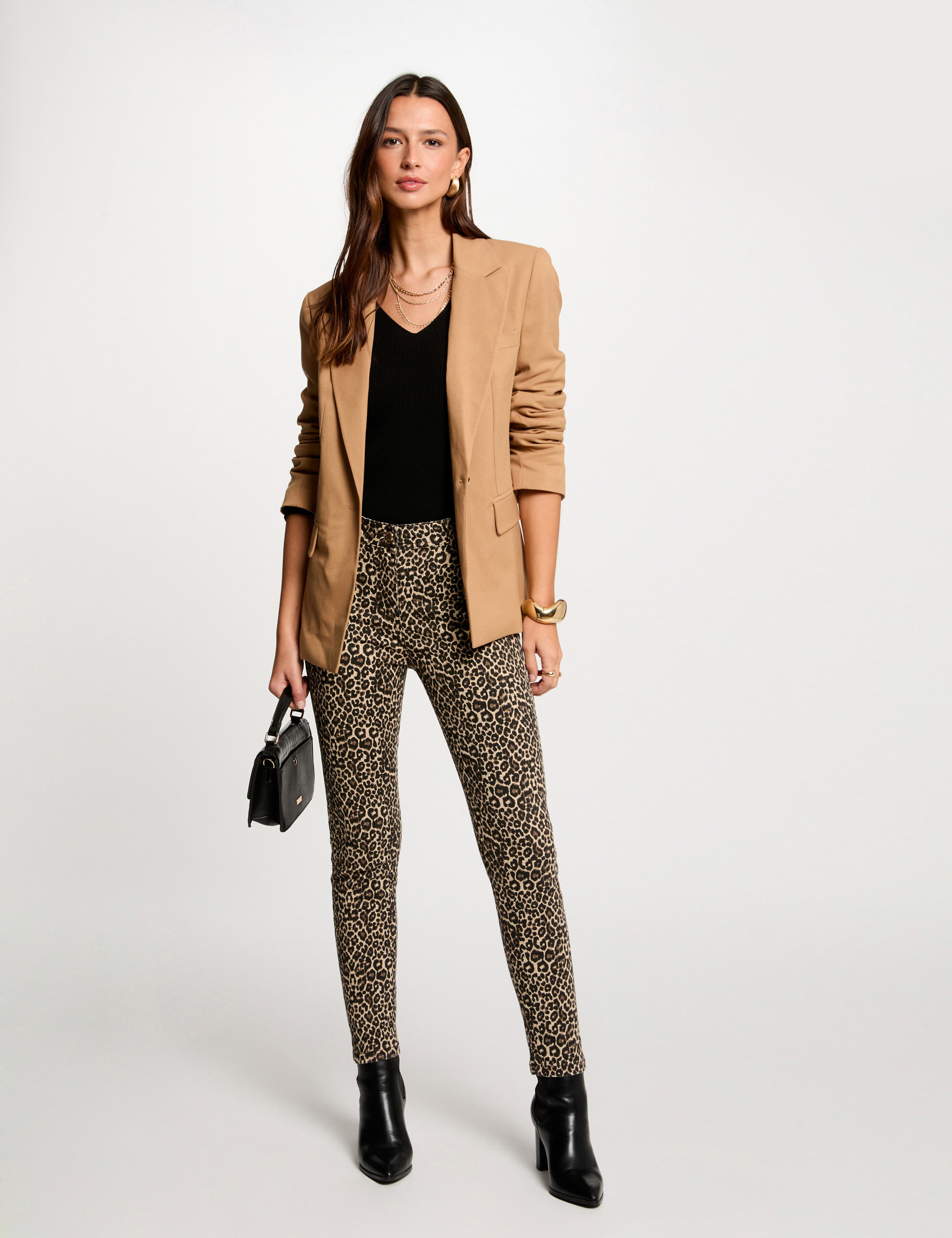 Slim-Hose mit Leopardenmuster mehrfarbig damen