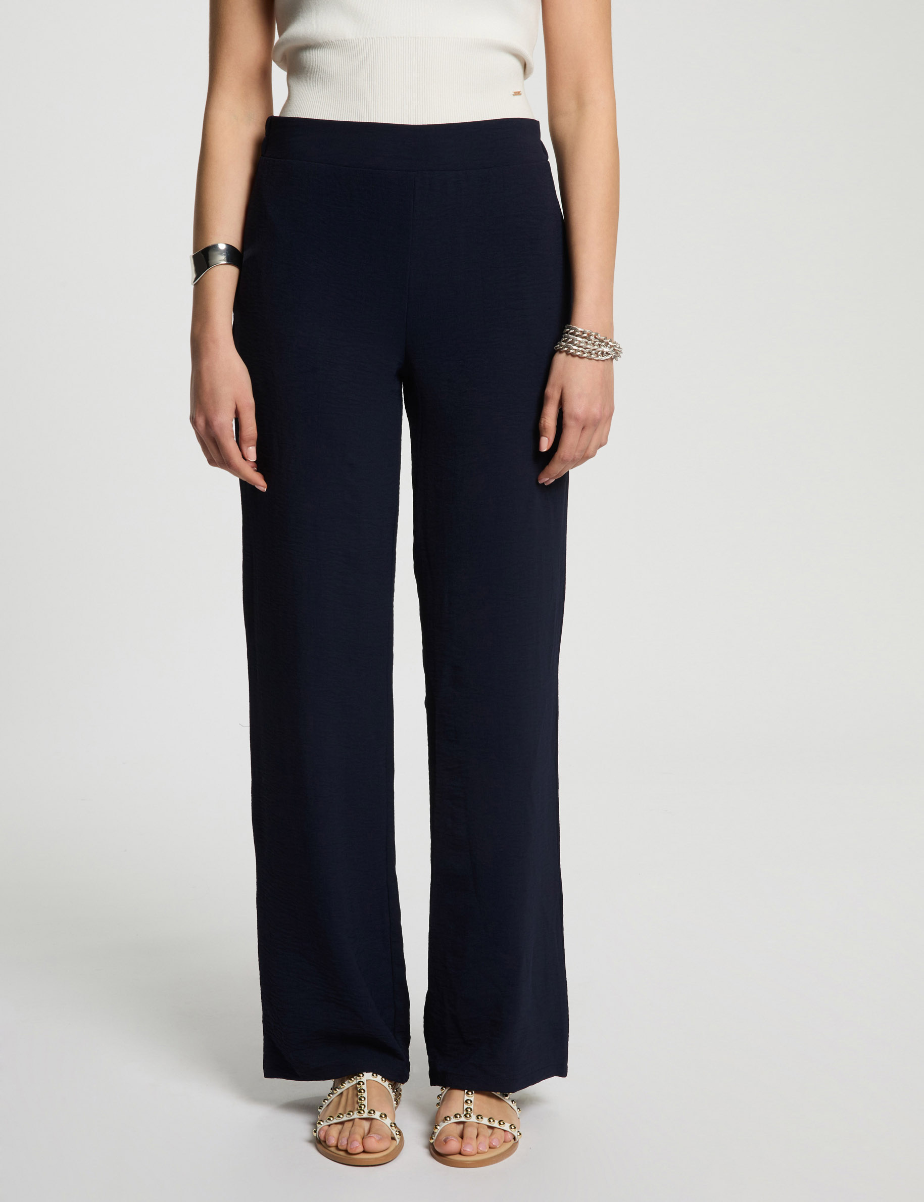 flieende weite hose marineblau damen Fließende weite Hose marineblau damen