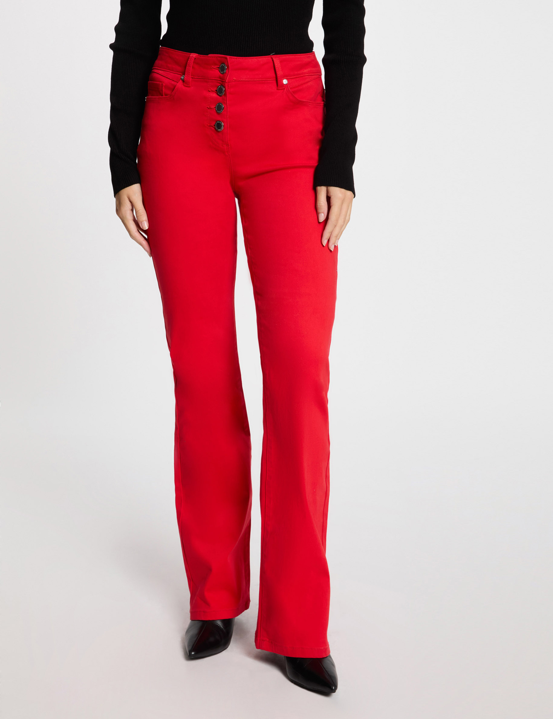 Bootcut-Hose mit Knopfverschluss rot damen