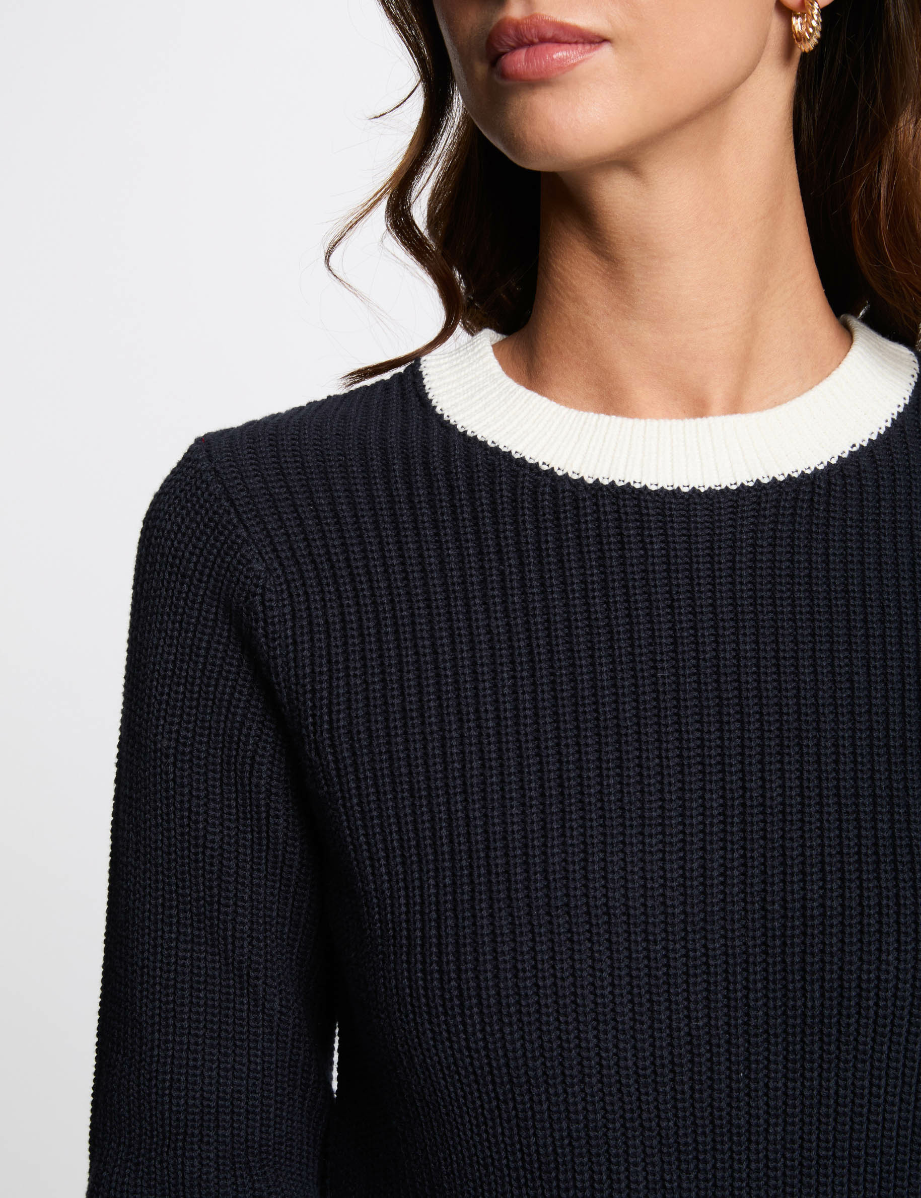 Pull manches longues bleu marine femme