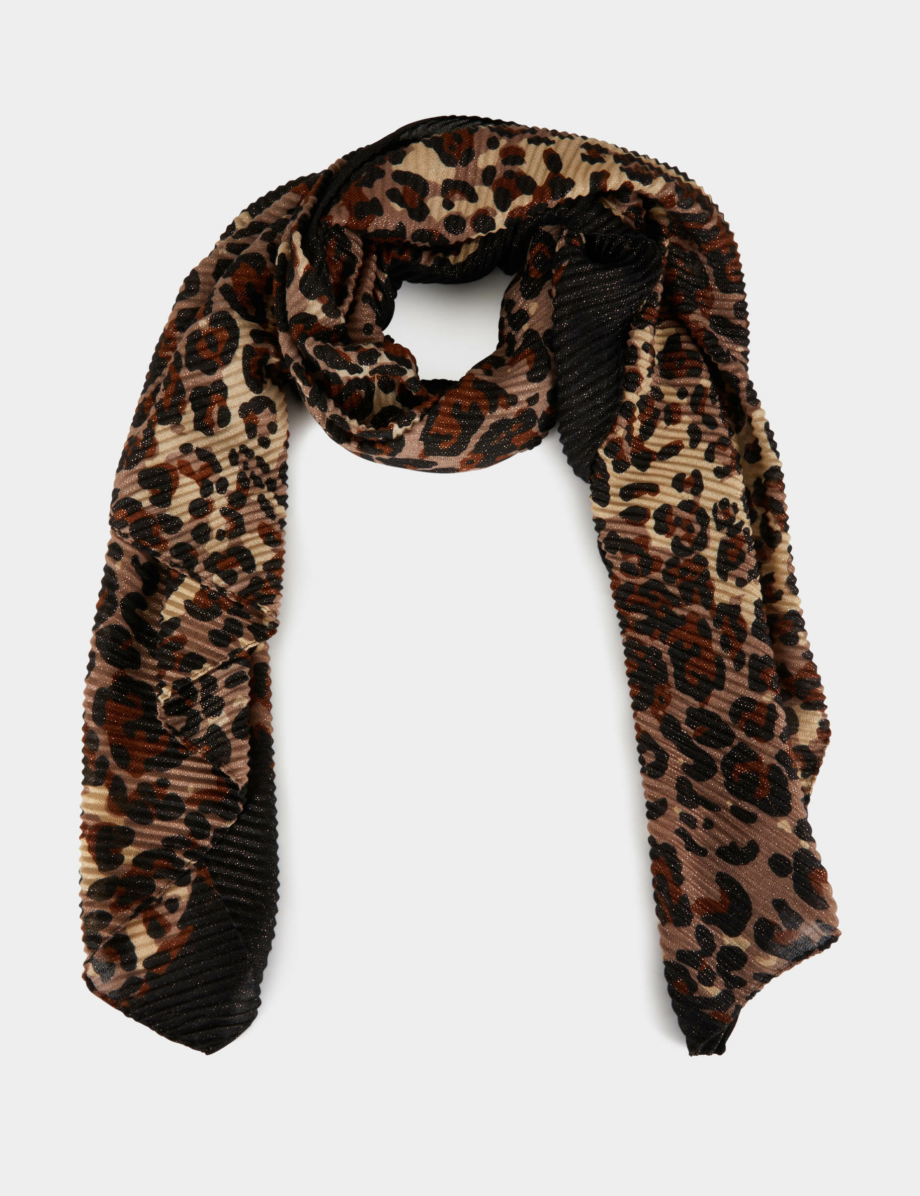 Plissiertes Foulard mit Leopardenmuster braun damen