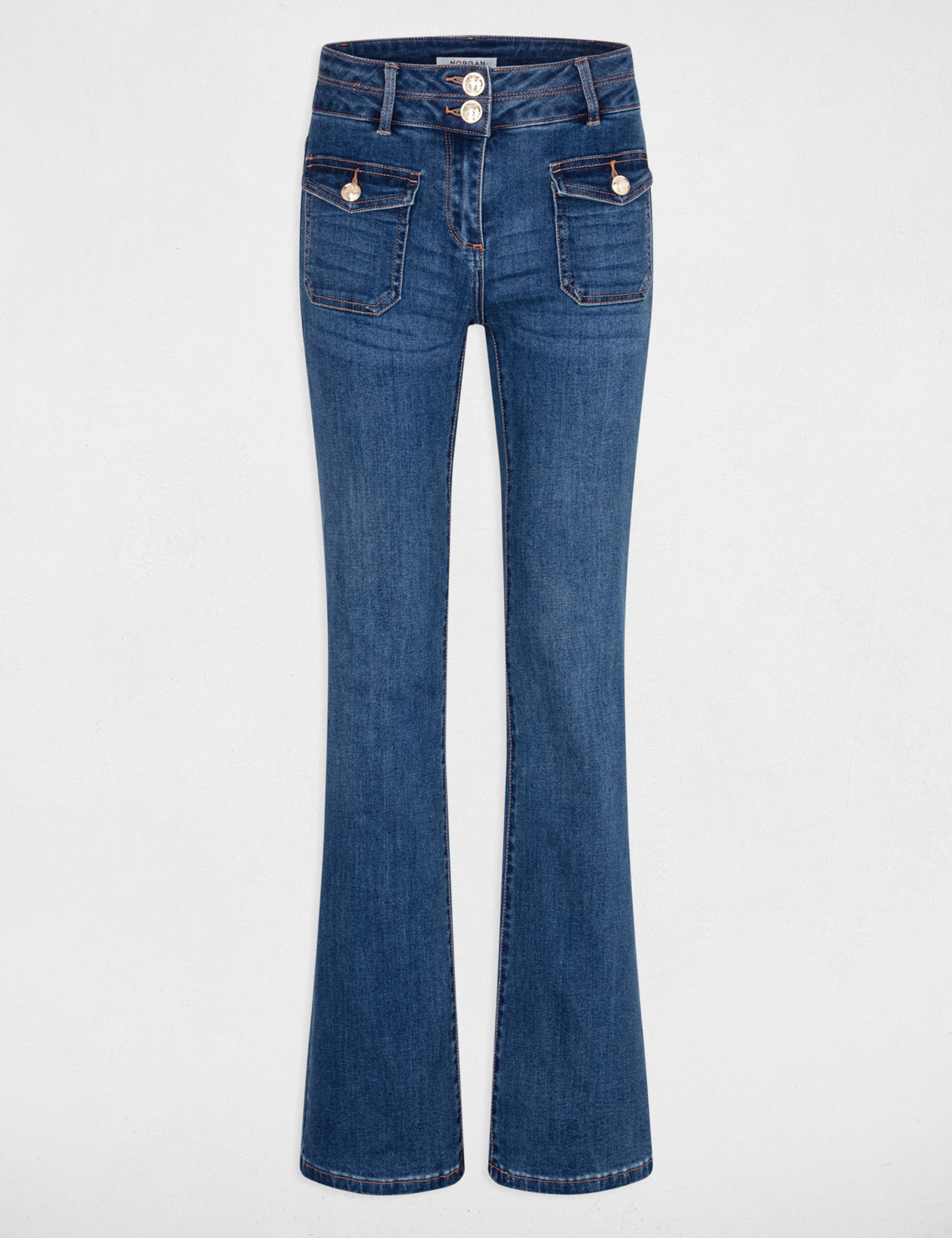 Bootcut Jeans Taschen Knöpfen stone denim damen