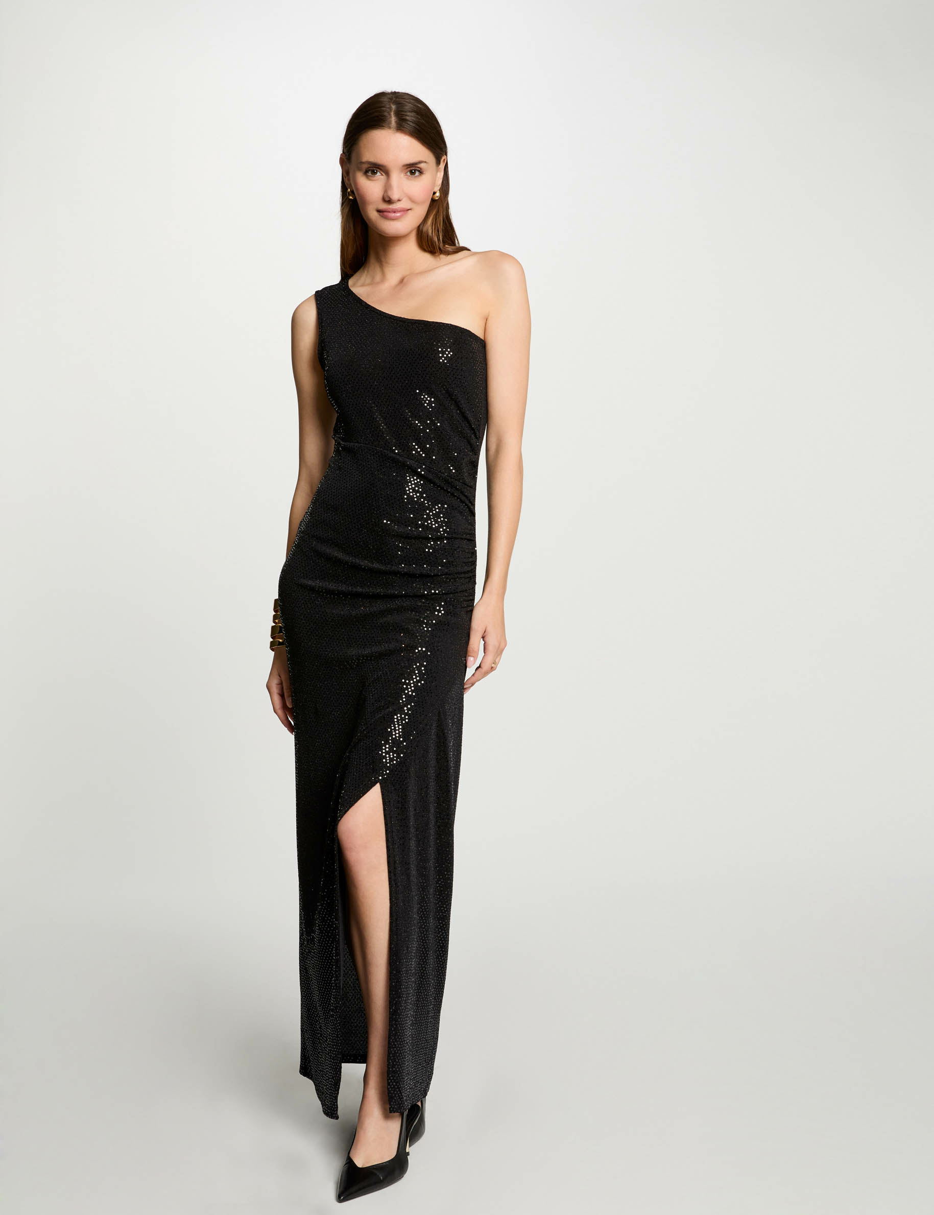 Robe longue asymétrique noir femme