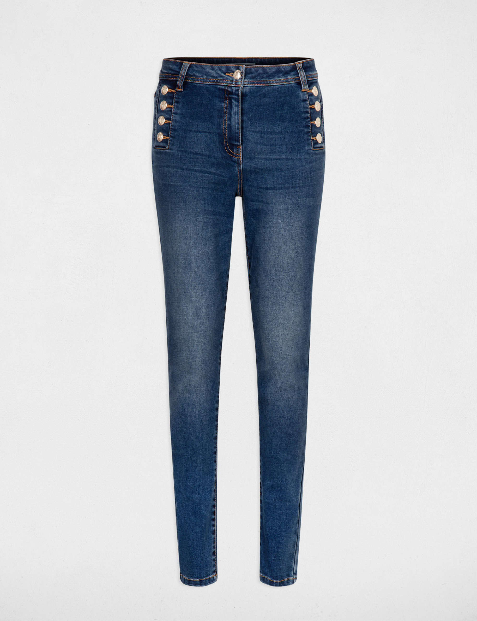 Slim-Jeans mit Knöpfen stone denim damen