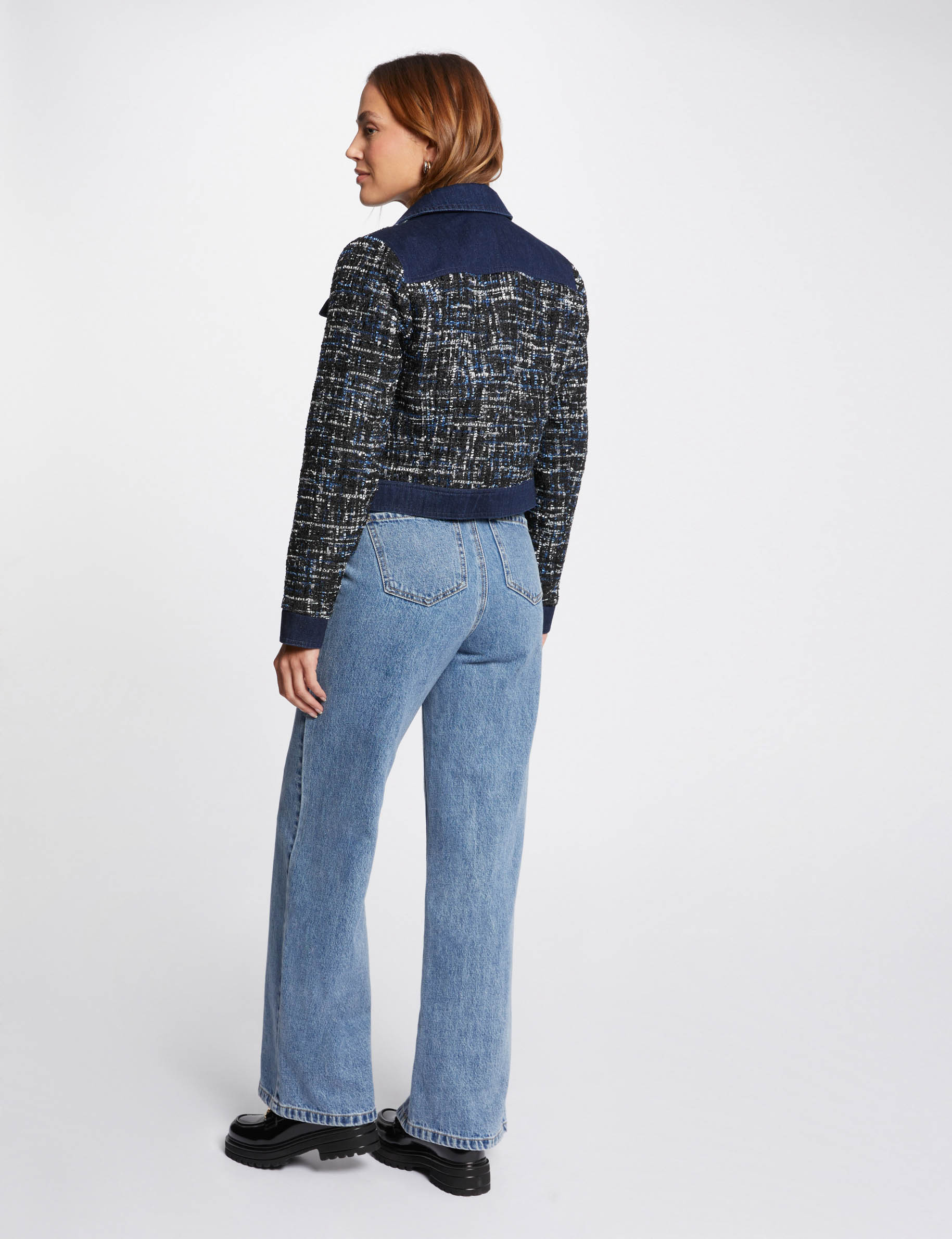 Veste tweed détails en jean multico femme