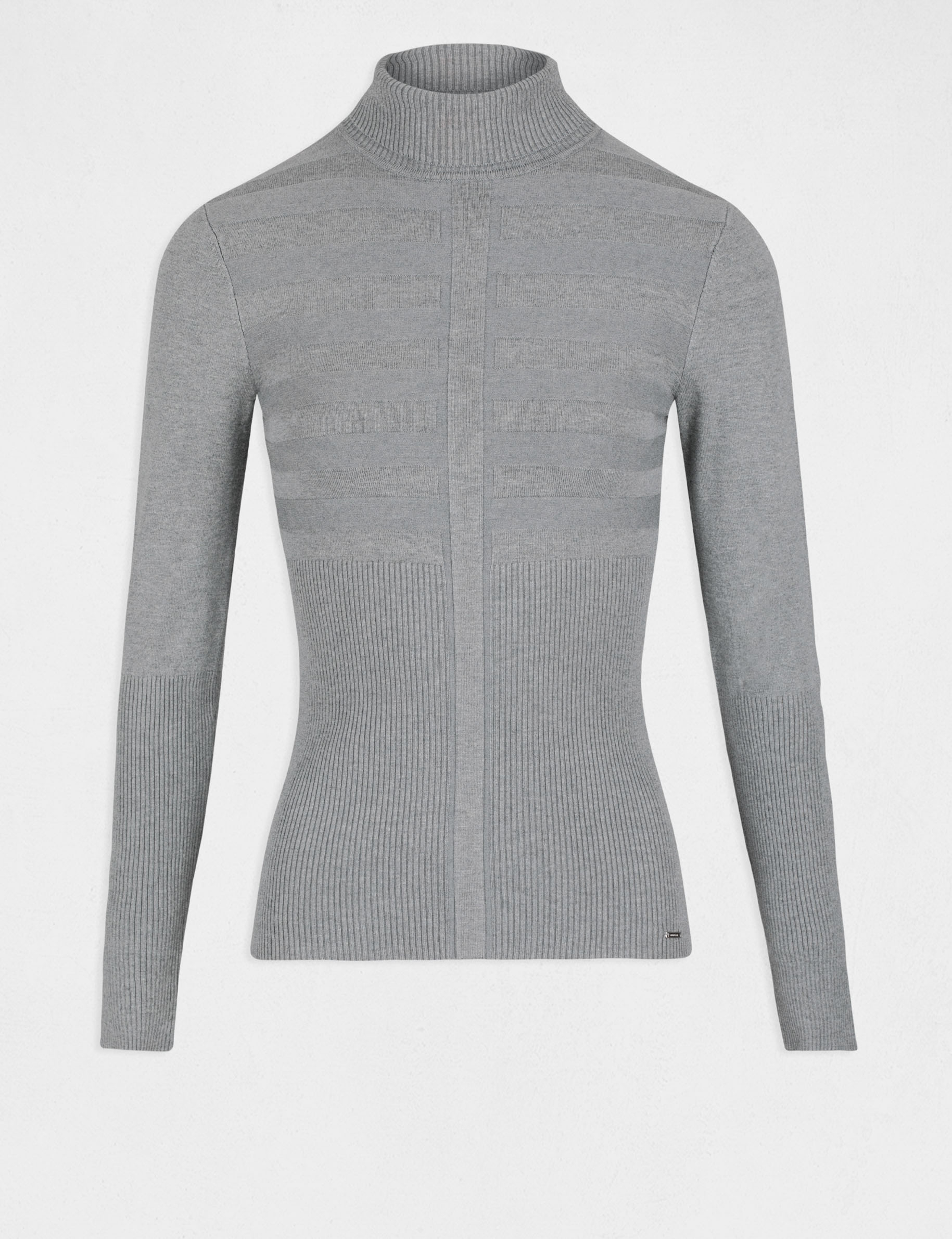 Pull manches longues col roulé gris anthracite femme