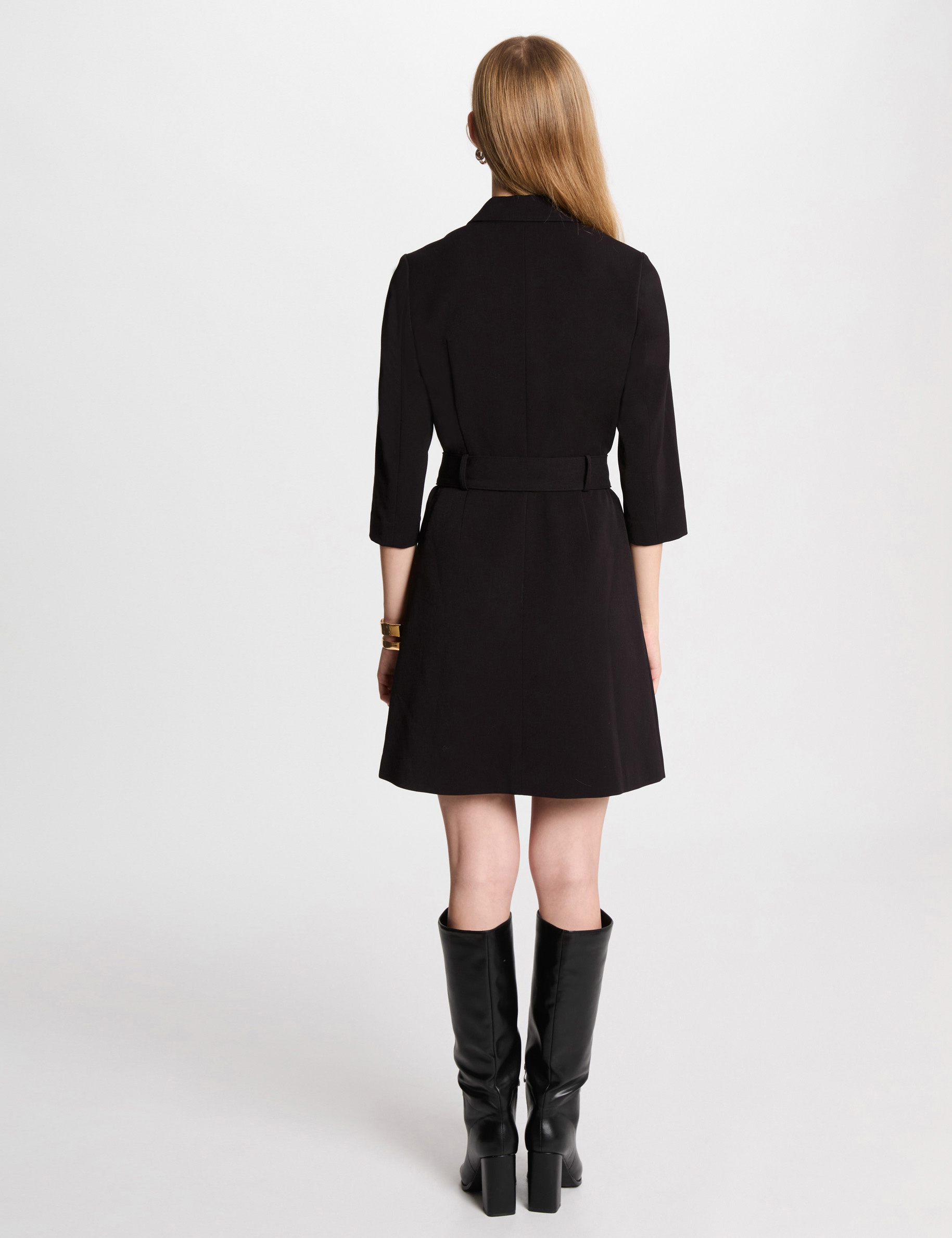 Robe courte ajustée zippée noir femme