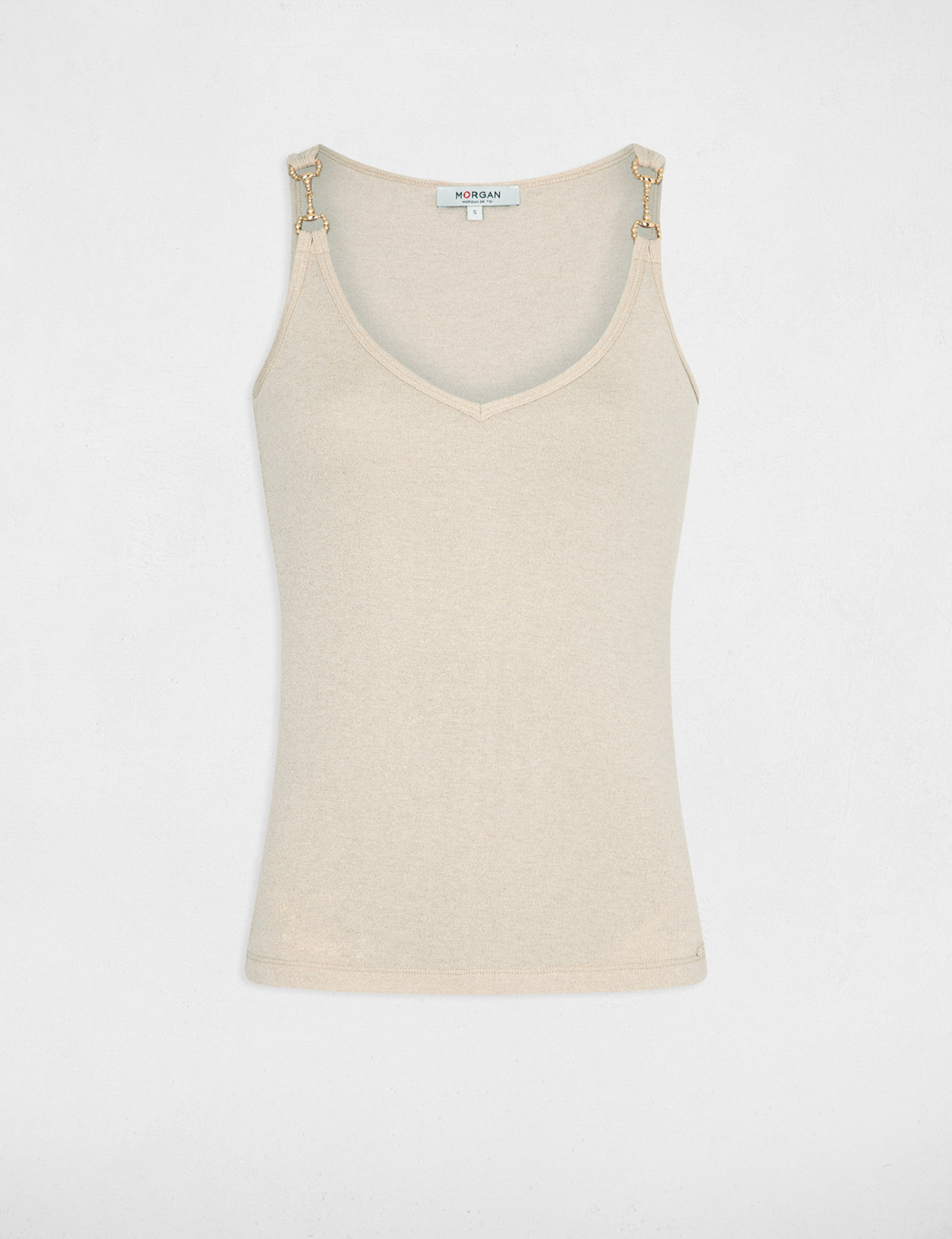 Tanktop mit schmalen Trägern beige damen