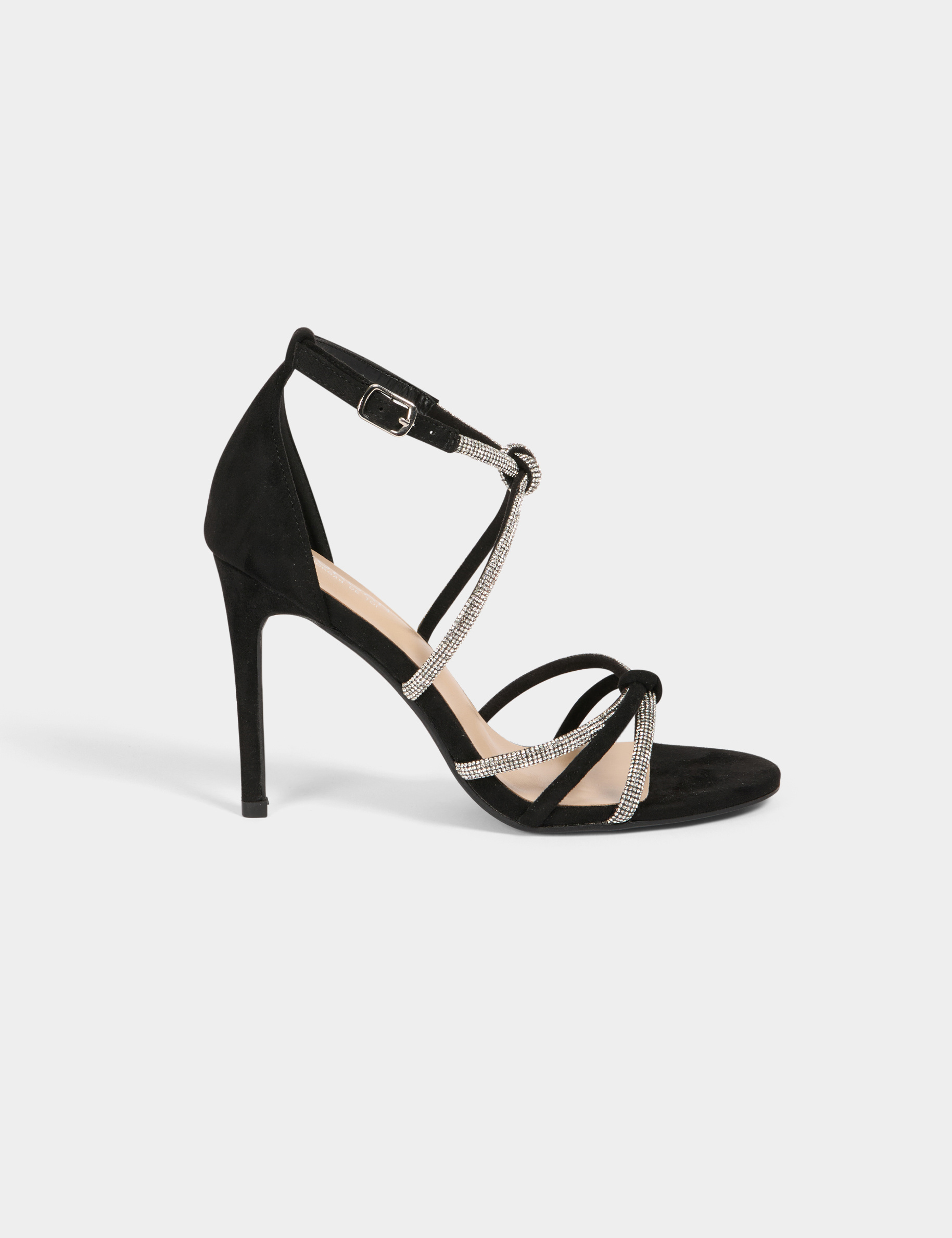 Absatzsandalen mit Strass-Riemchen schwarz damen