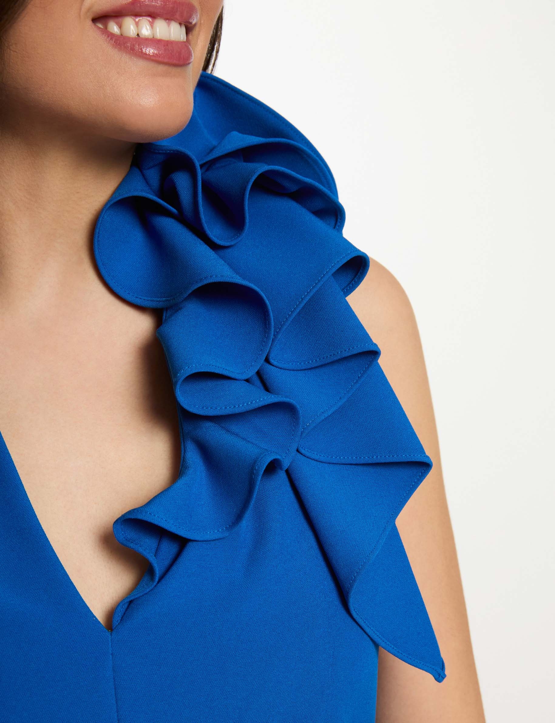 combinaison longue volants bleu electrique femme Combinaison longue volants bleu electrique femme