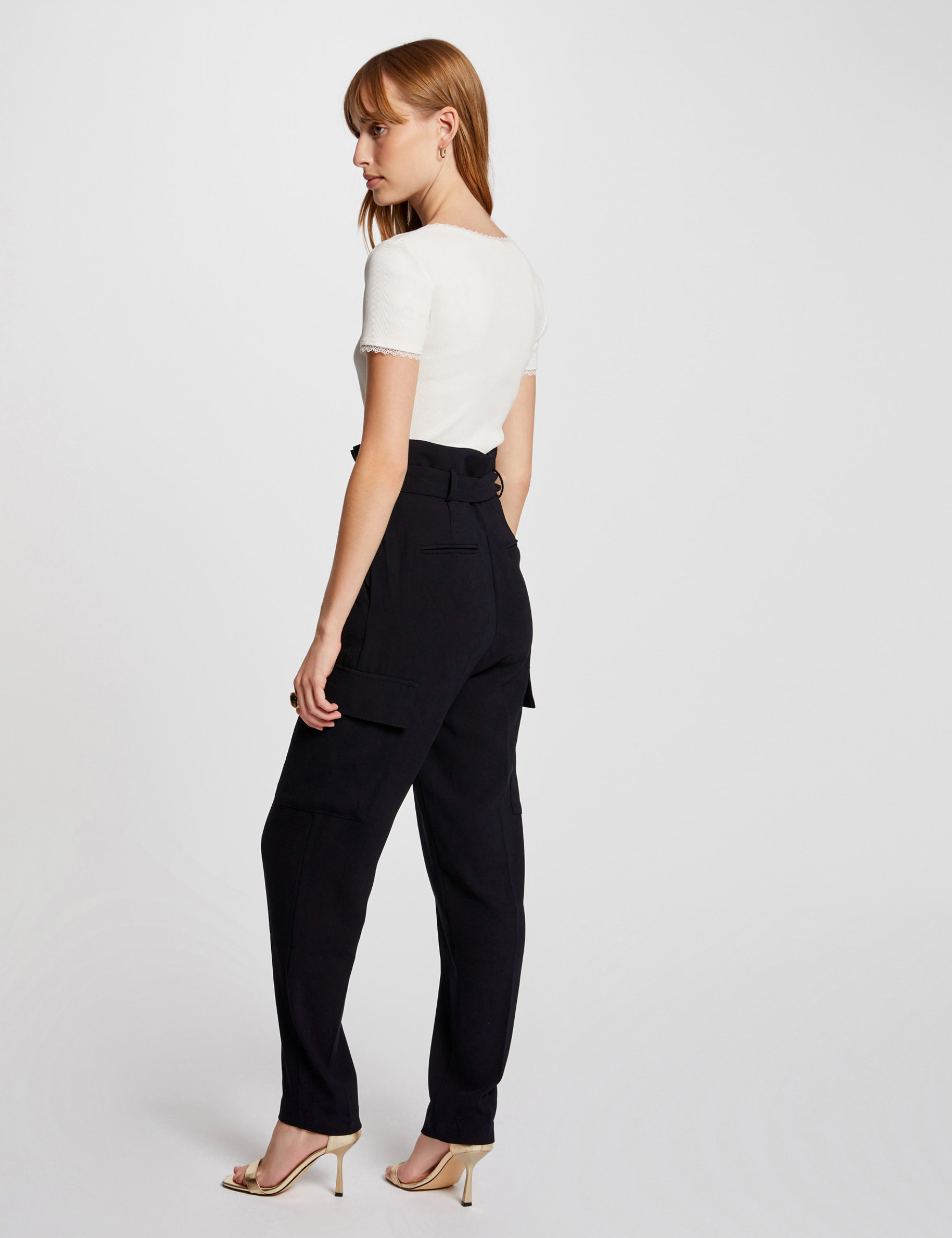 Pantalon carotte avec ceinture best sale