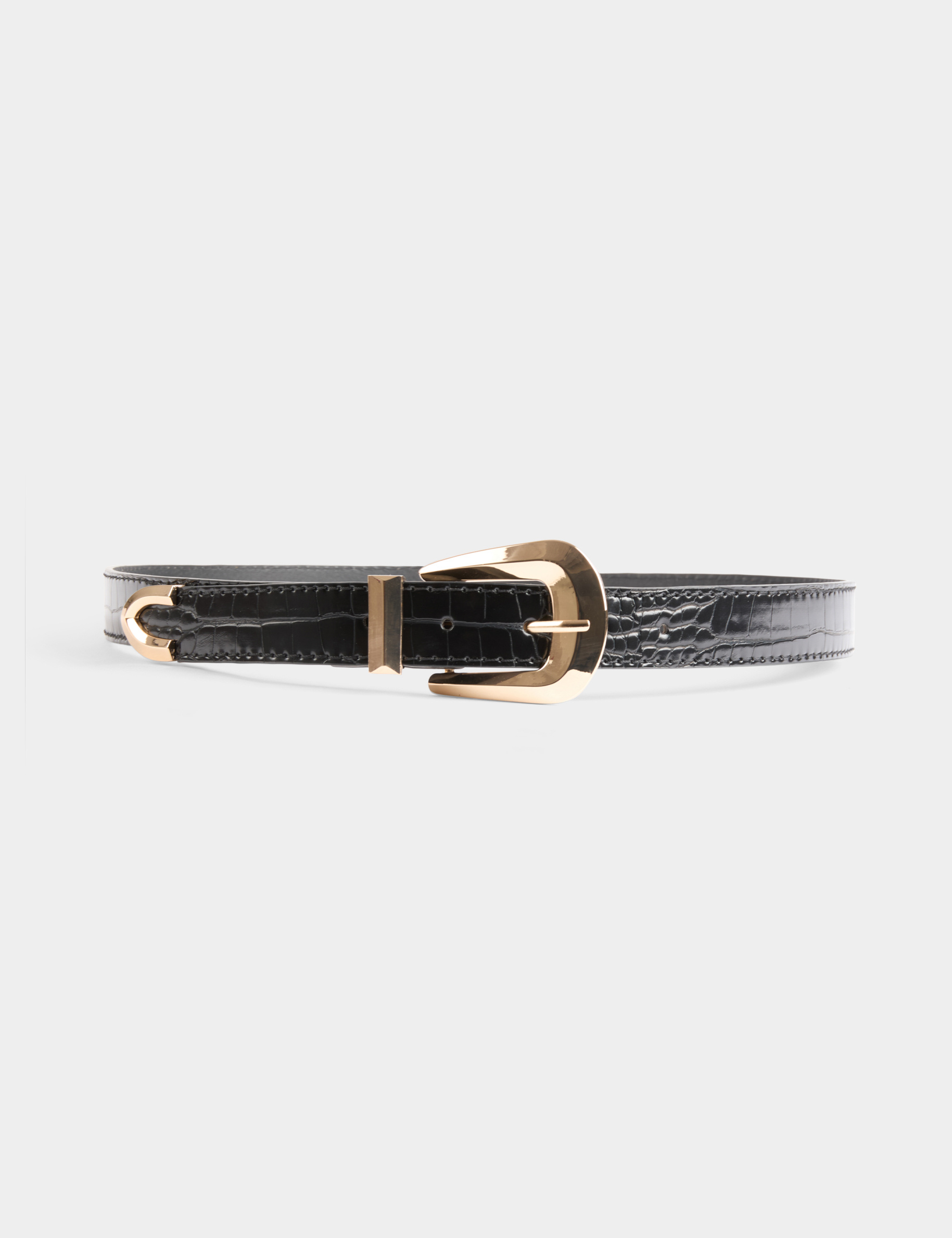 Ceinture croco noir femme