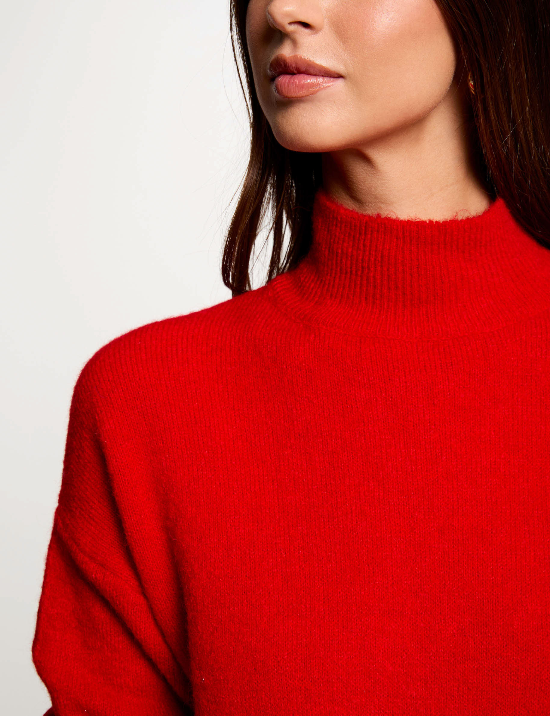 Pullover mit Stehkragen rot damen