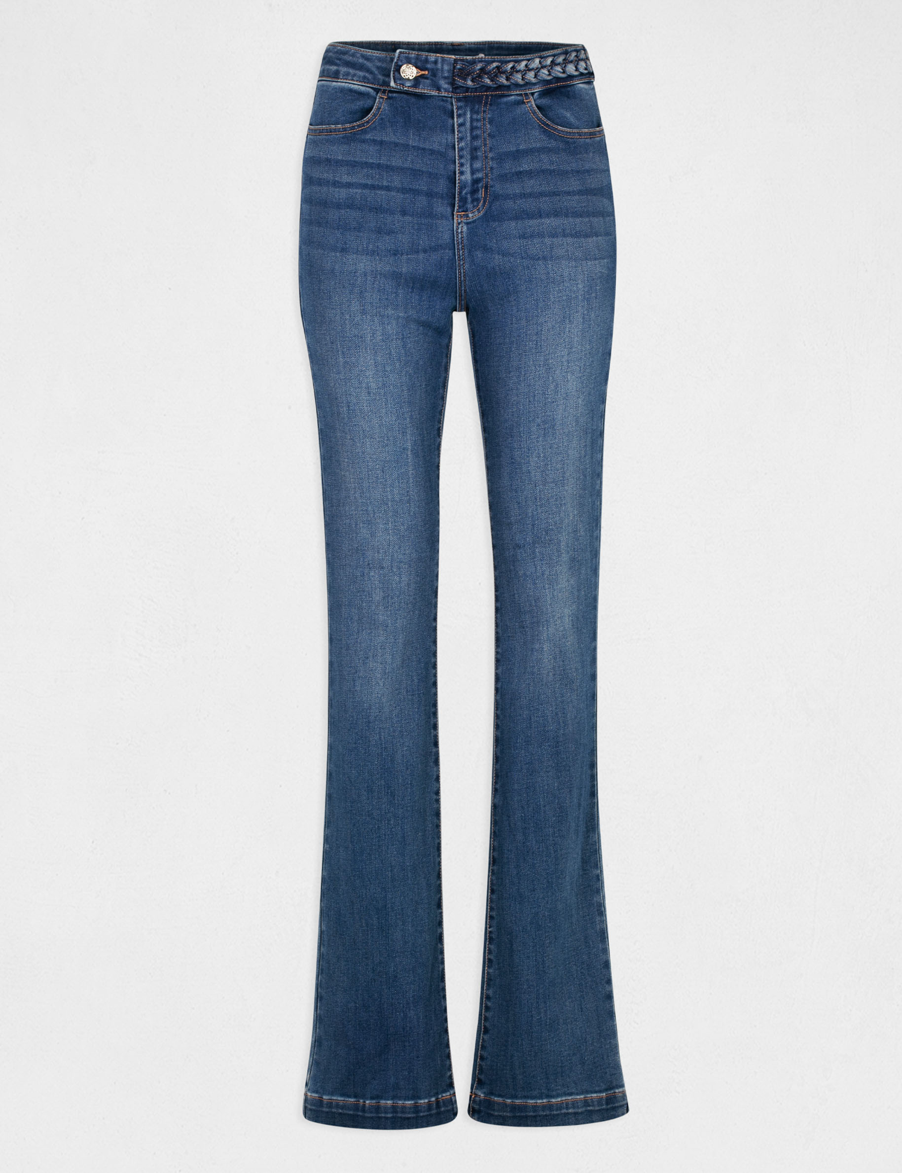 Jeans droit avec détails tressés jean stone femme