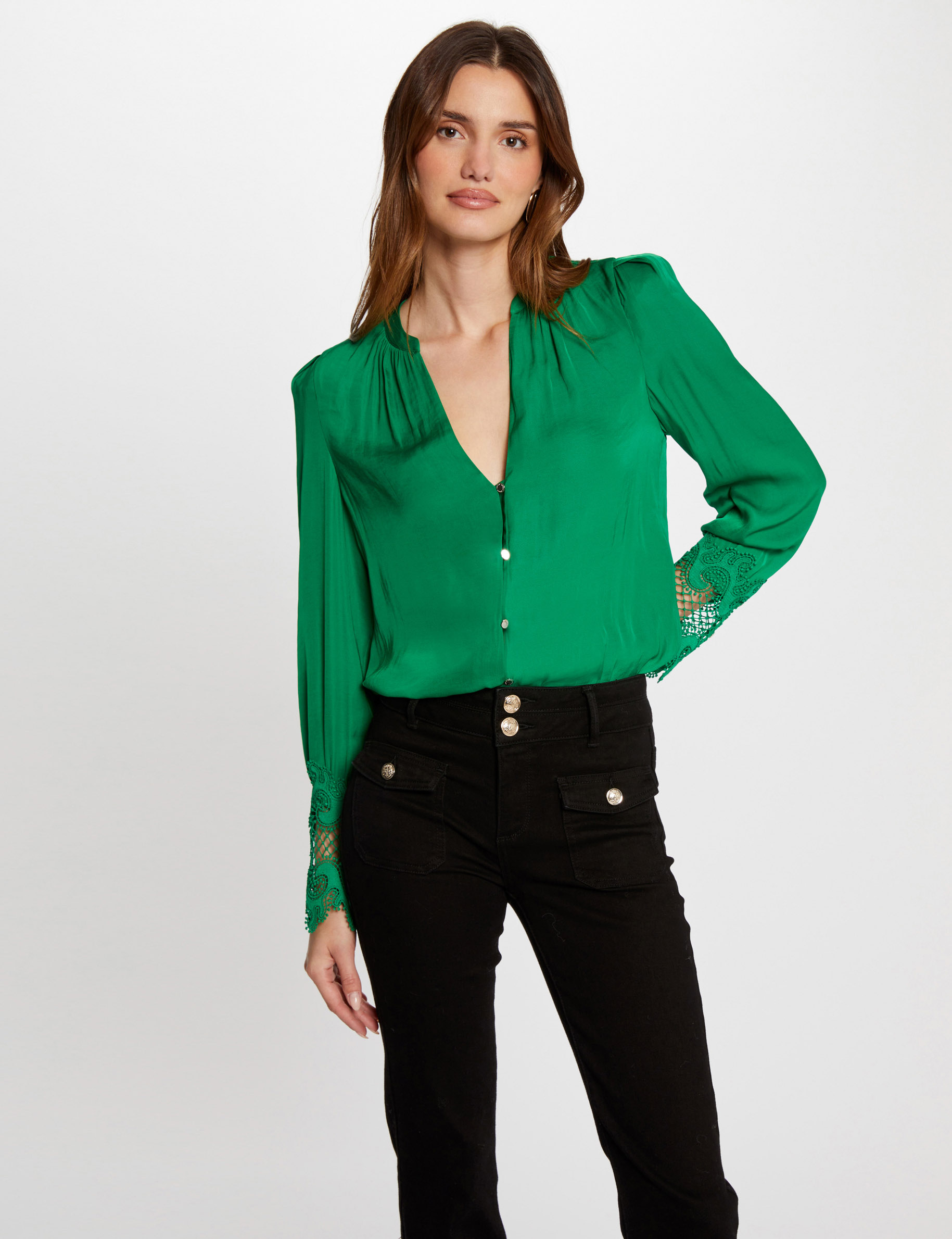 Chemise satin verte sale