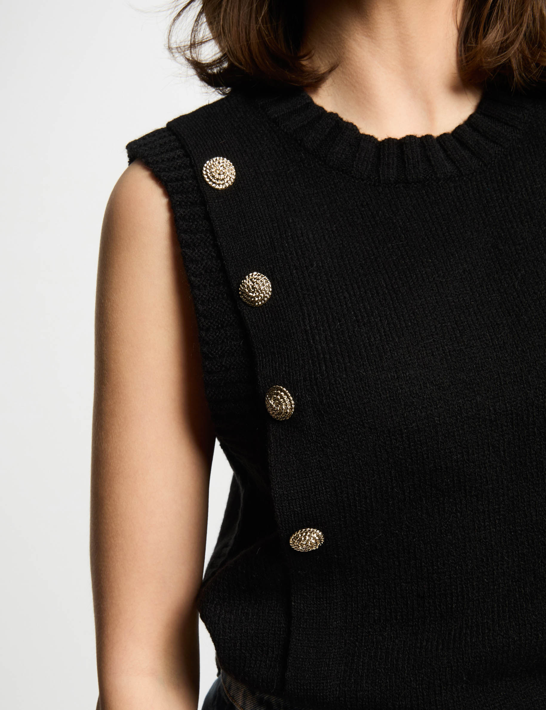 pull sans manches noir femme Pull sans manches noir femme