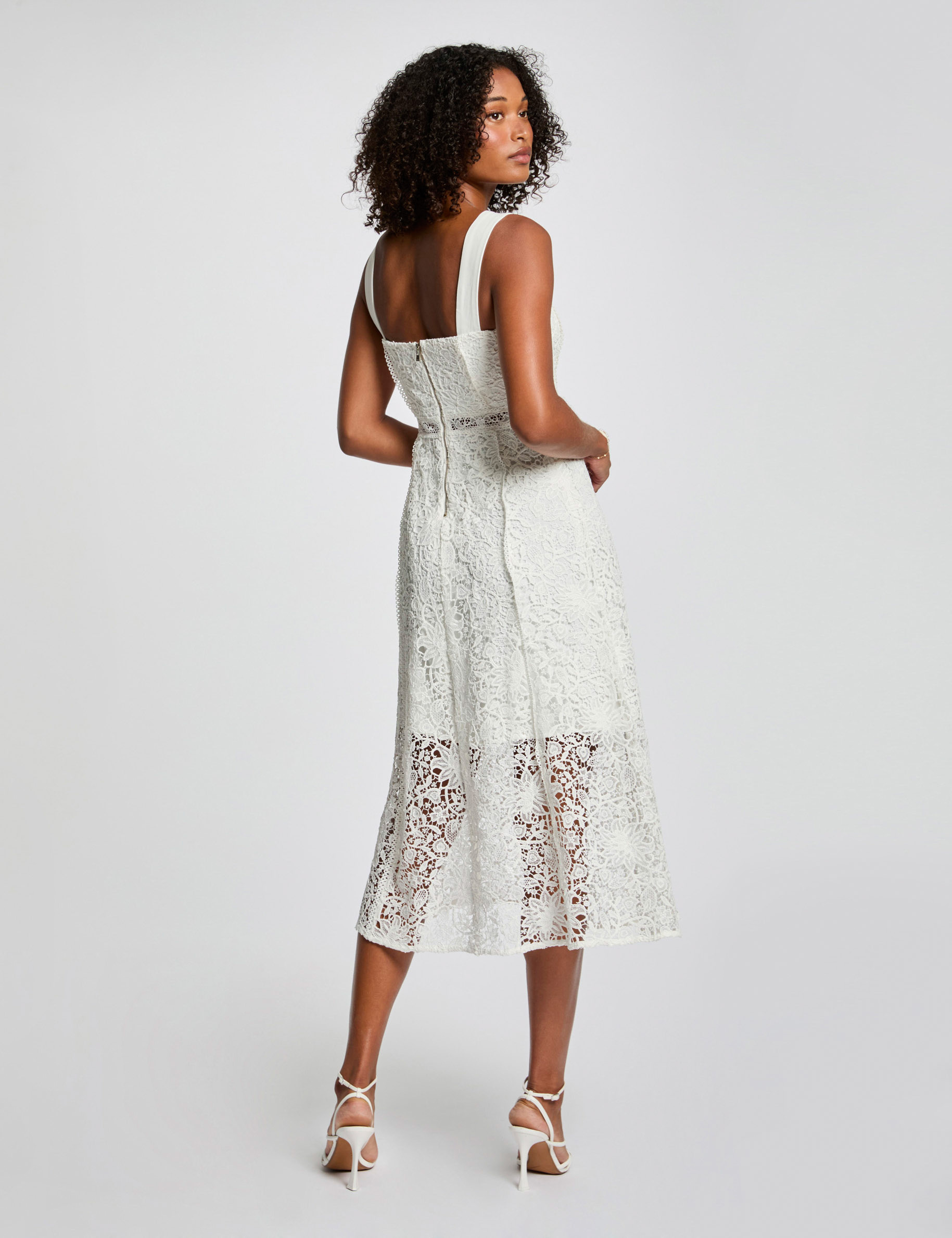 robe midi trapeze dentelle blanc femme Robe midi trapèze dentelle blanc femme