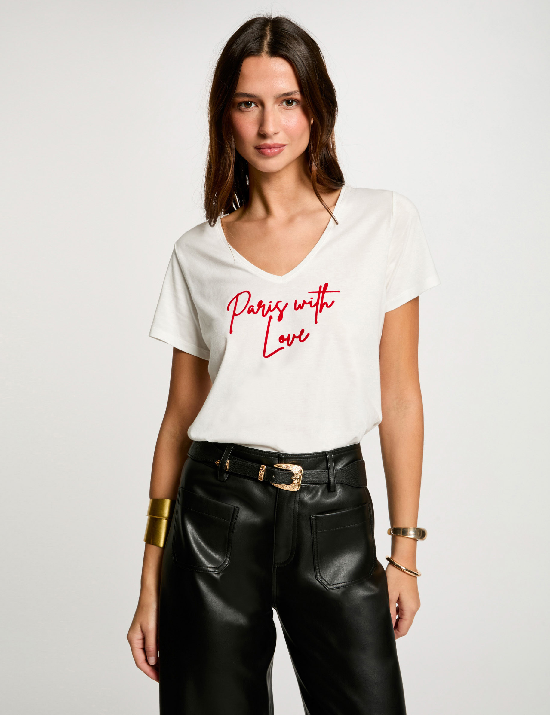 T-Shirt mit Aufschrift weiss damen