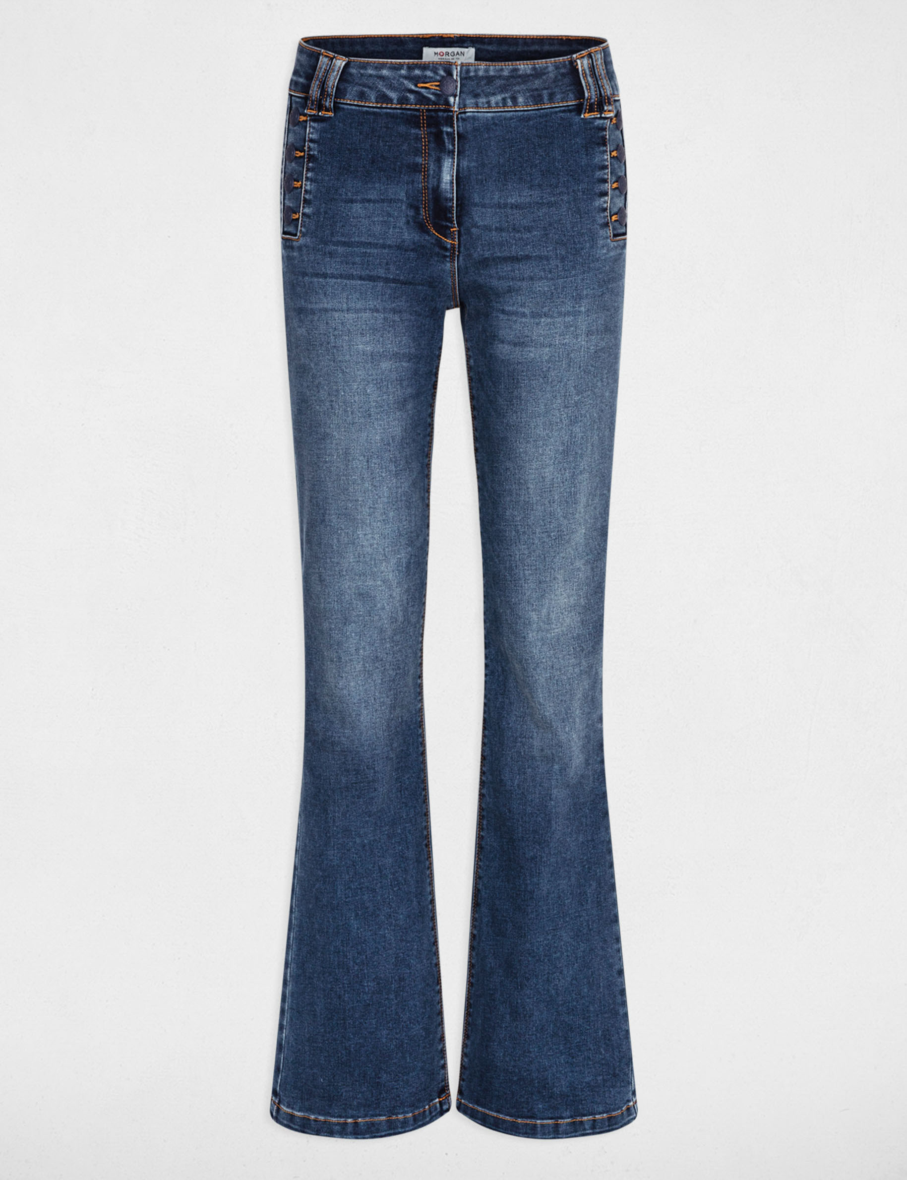 Flare Jeans mit Steg stone denim damen