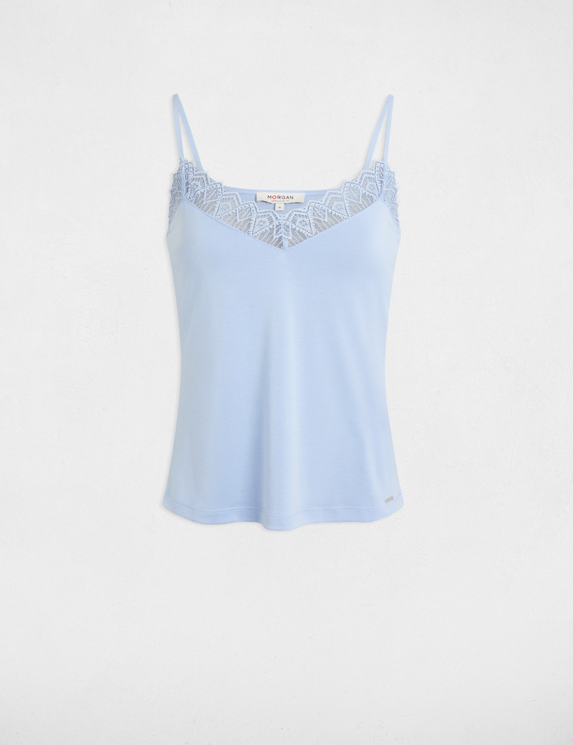 Tanktop mit Spitze himmelblau damen