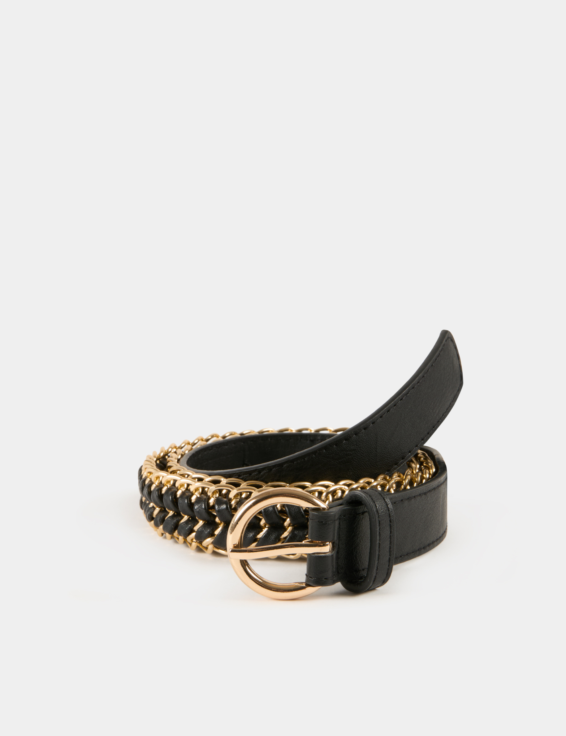 Ceinture tressee avec chaines noir femme