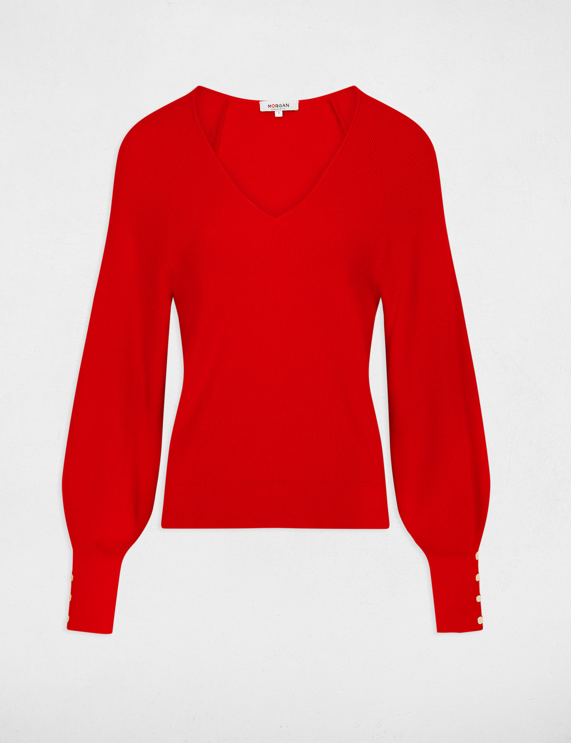 Langarm-Pullover mit V-Kragen rot damen