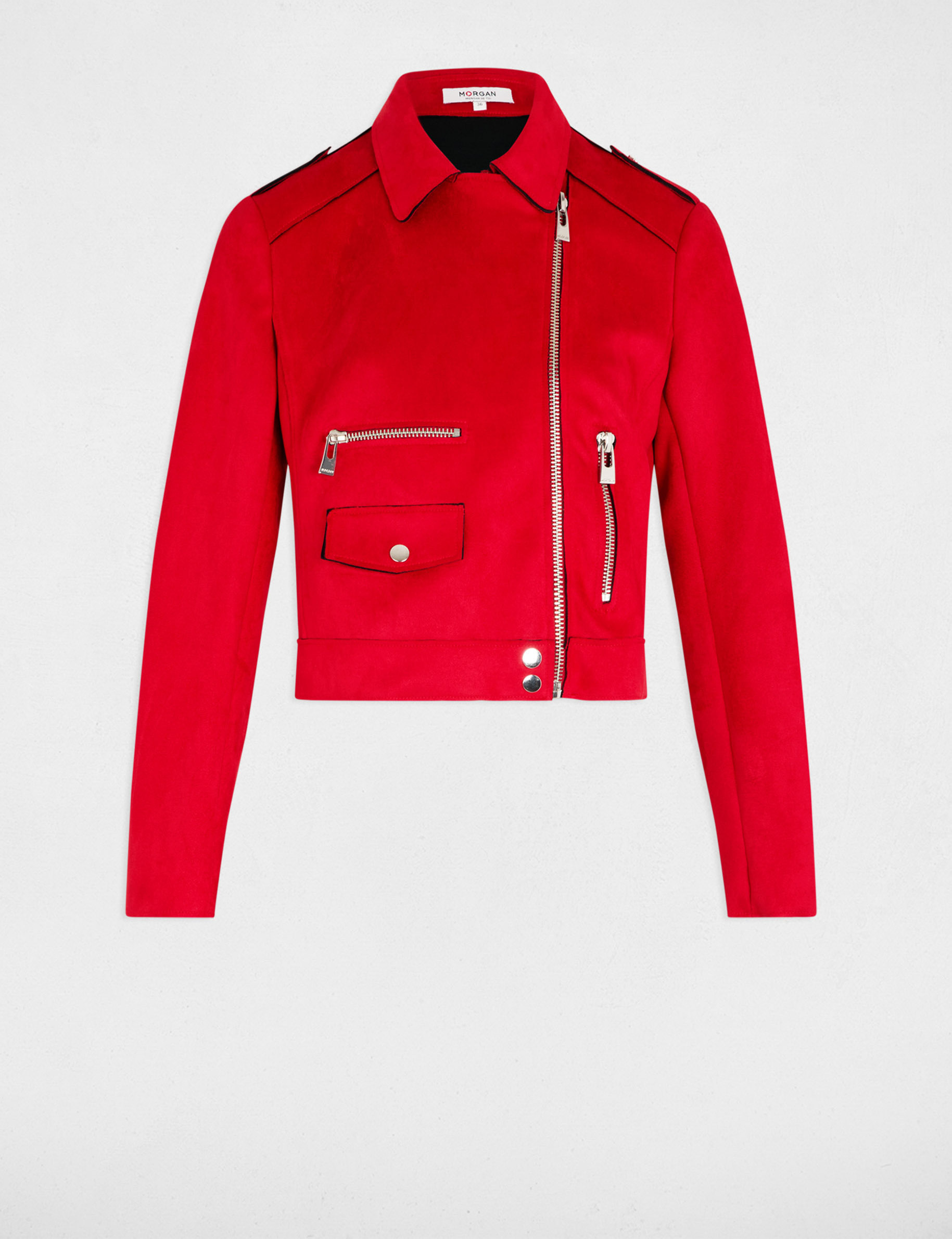 Kurze Wildlederjacke mit Reissverschluss rot damen