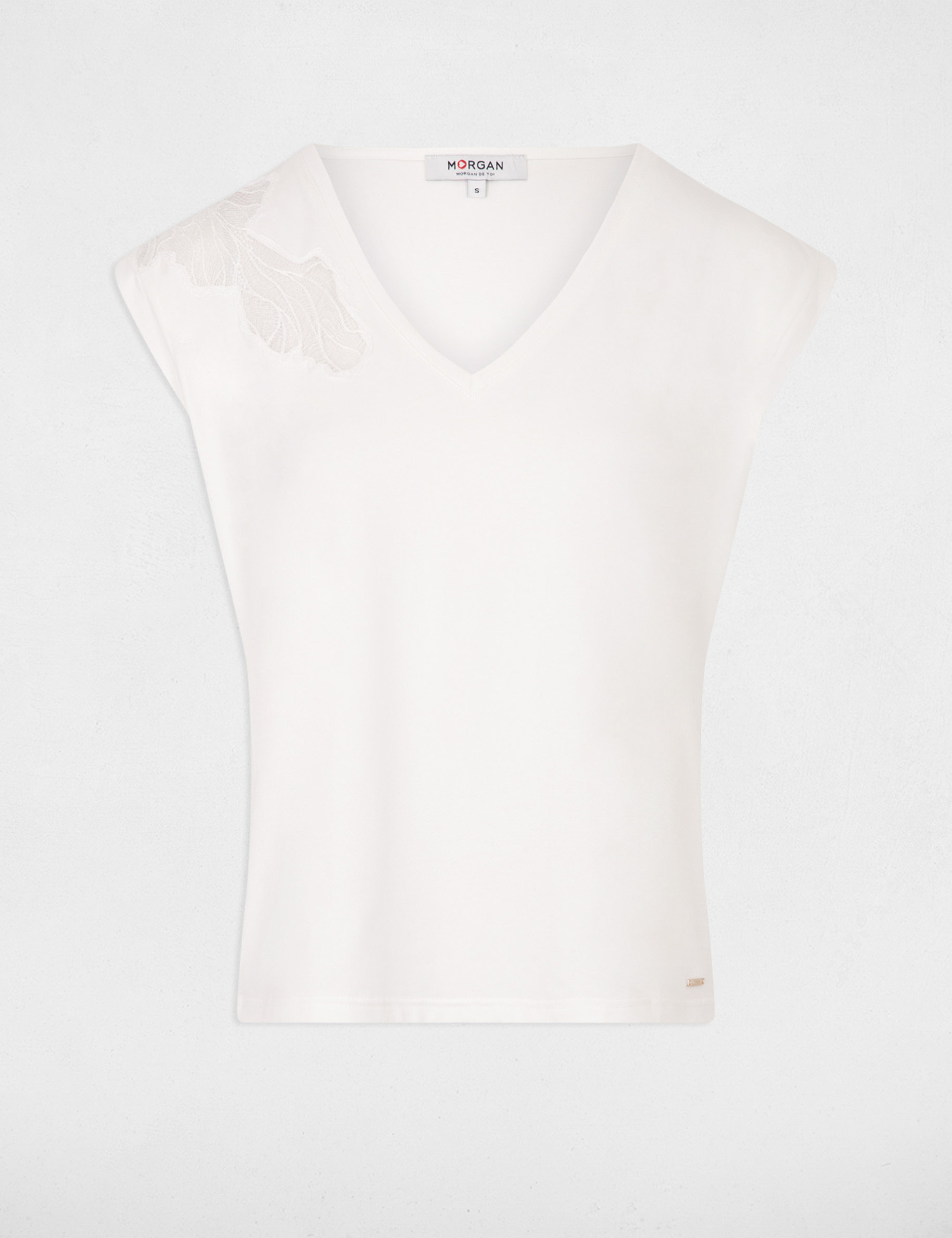 T-shirt manches courtes ecru femme