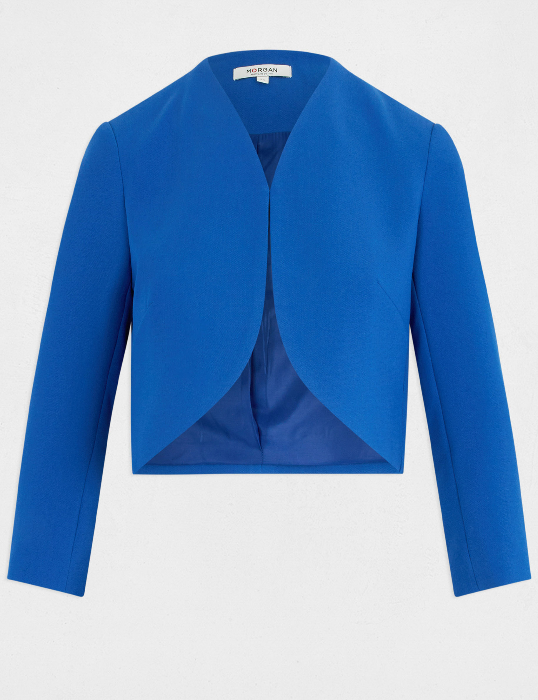 Veste droite manches 3/4 bleu electrique femme